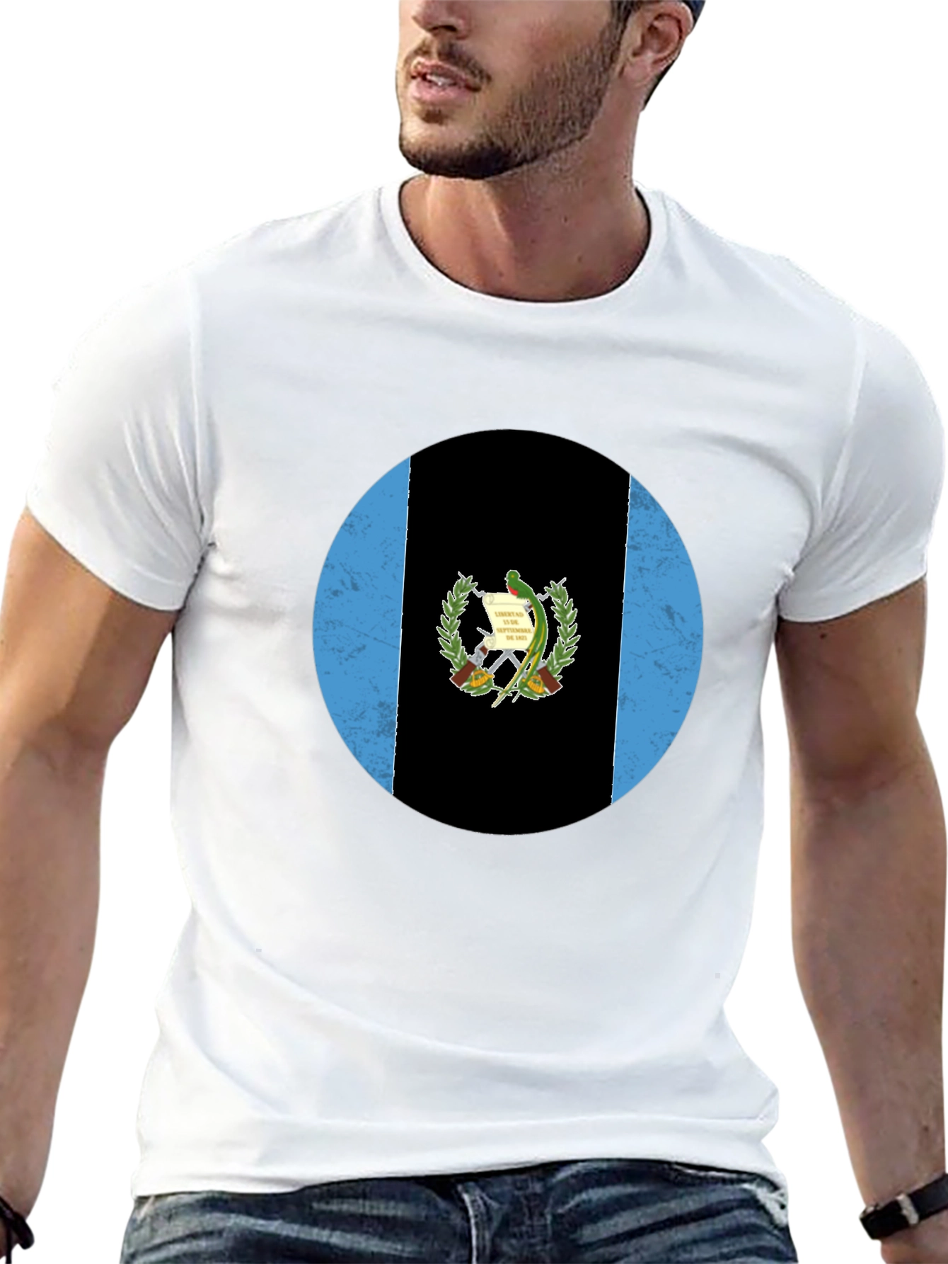 Guatemala Flag T-Shirt - Distressed Circle Graphic Tee