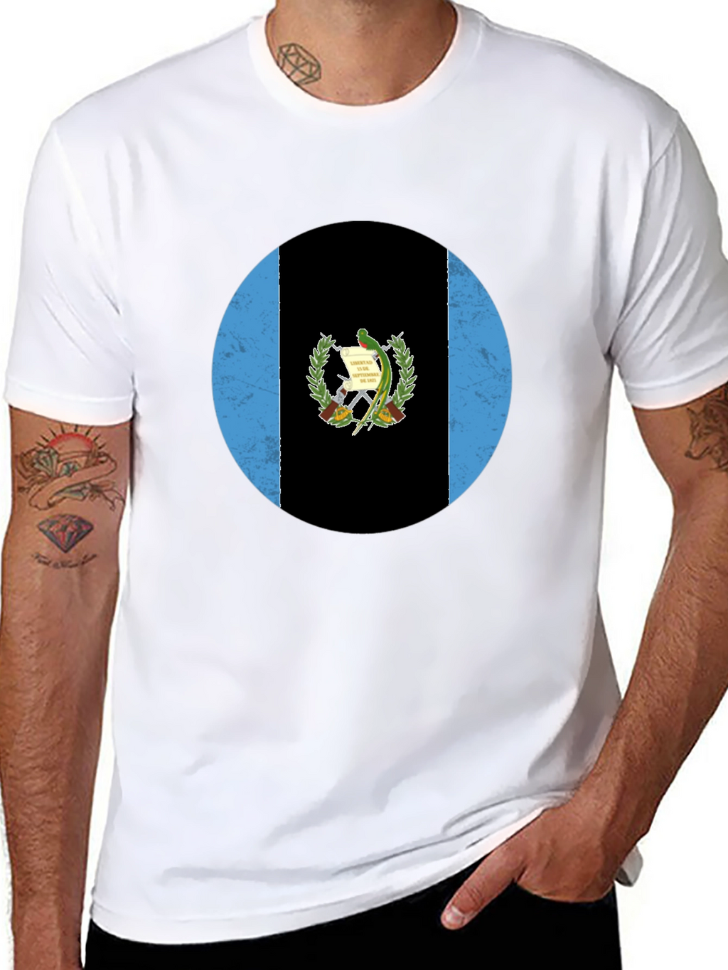 Guatemala Flag T-Shirt - Distressed Circle Graphic Tee