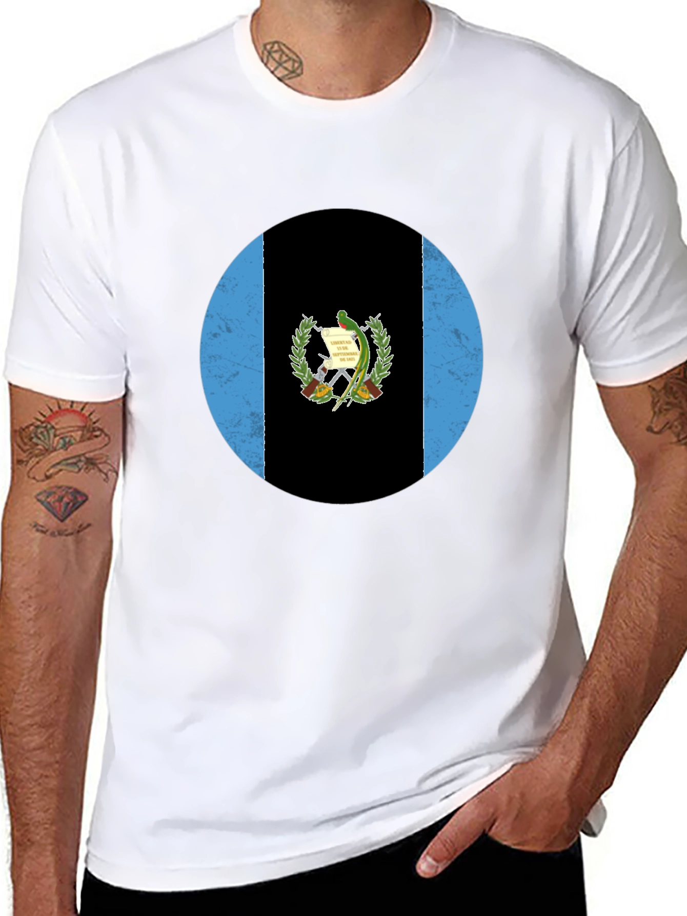 Guatemala Flag T-Shirt - Distressed Circle Graphic Tee