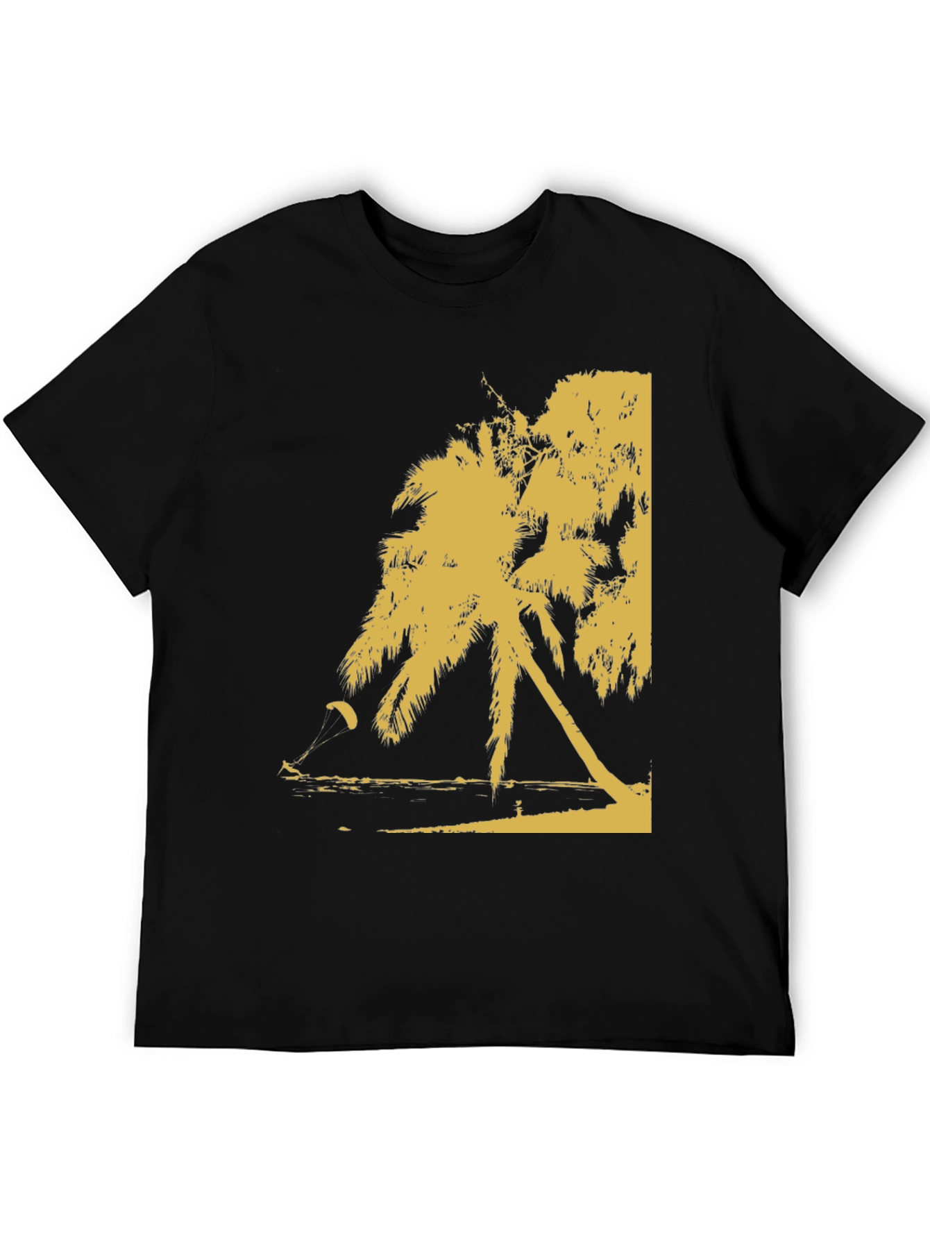 Black Palm Tree Beach Print T-Shirt