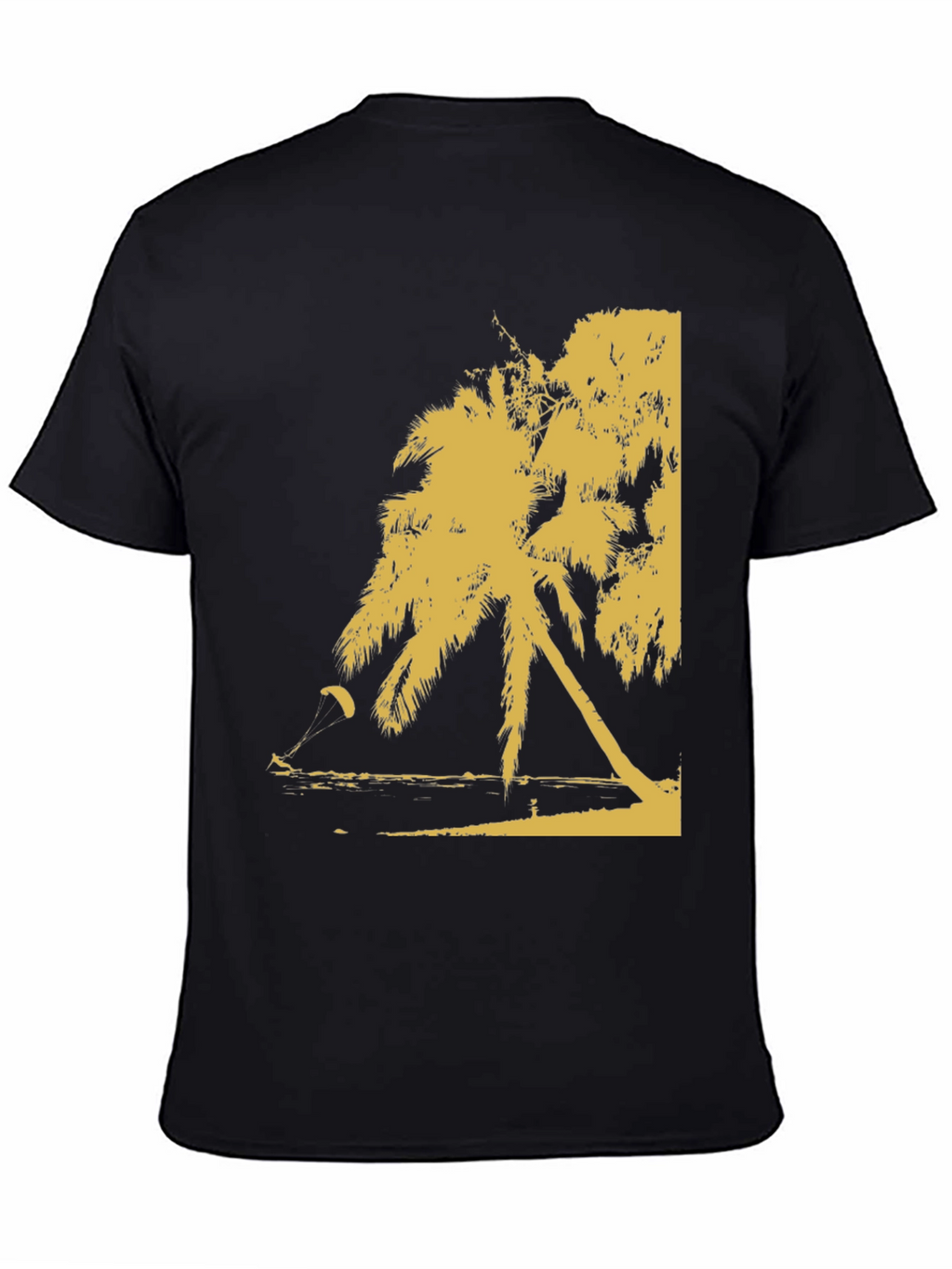 Black Palm Tree Beach Print T-Shirt