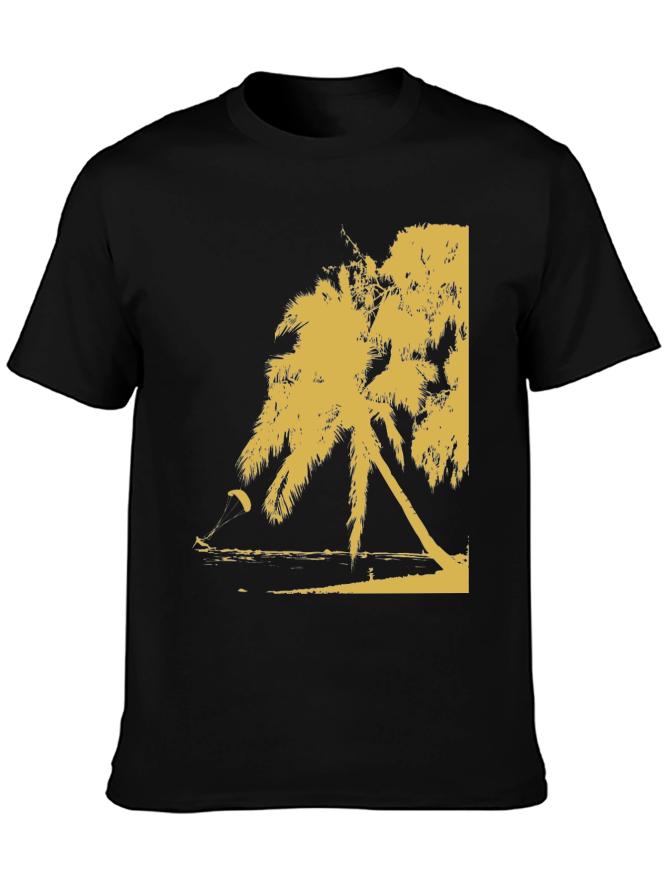 Black Palm Tree Beach Print T-Shirt