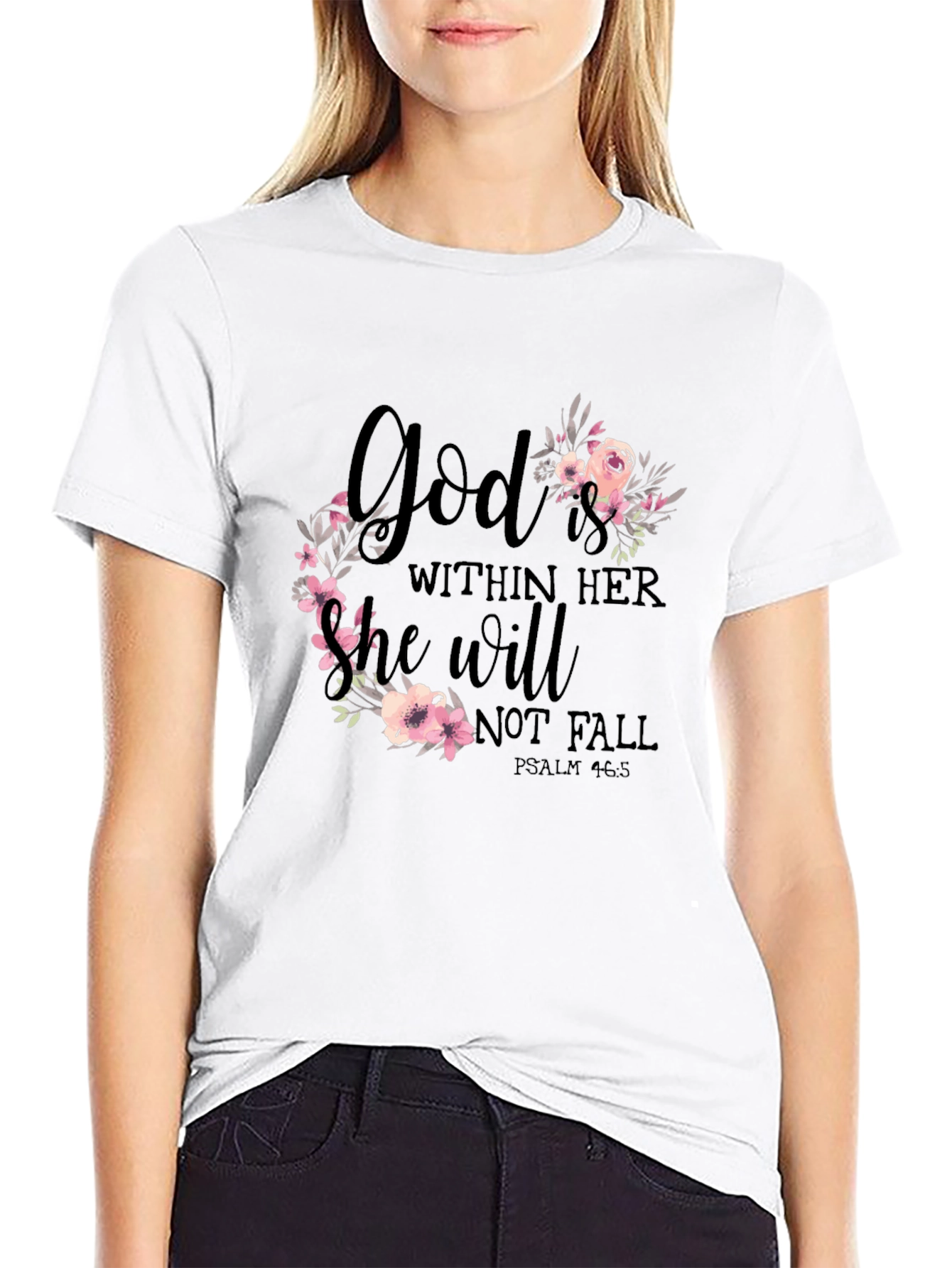 God Is Within Her Floral T-Shirt