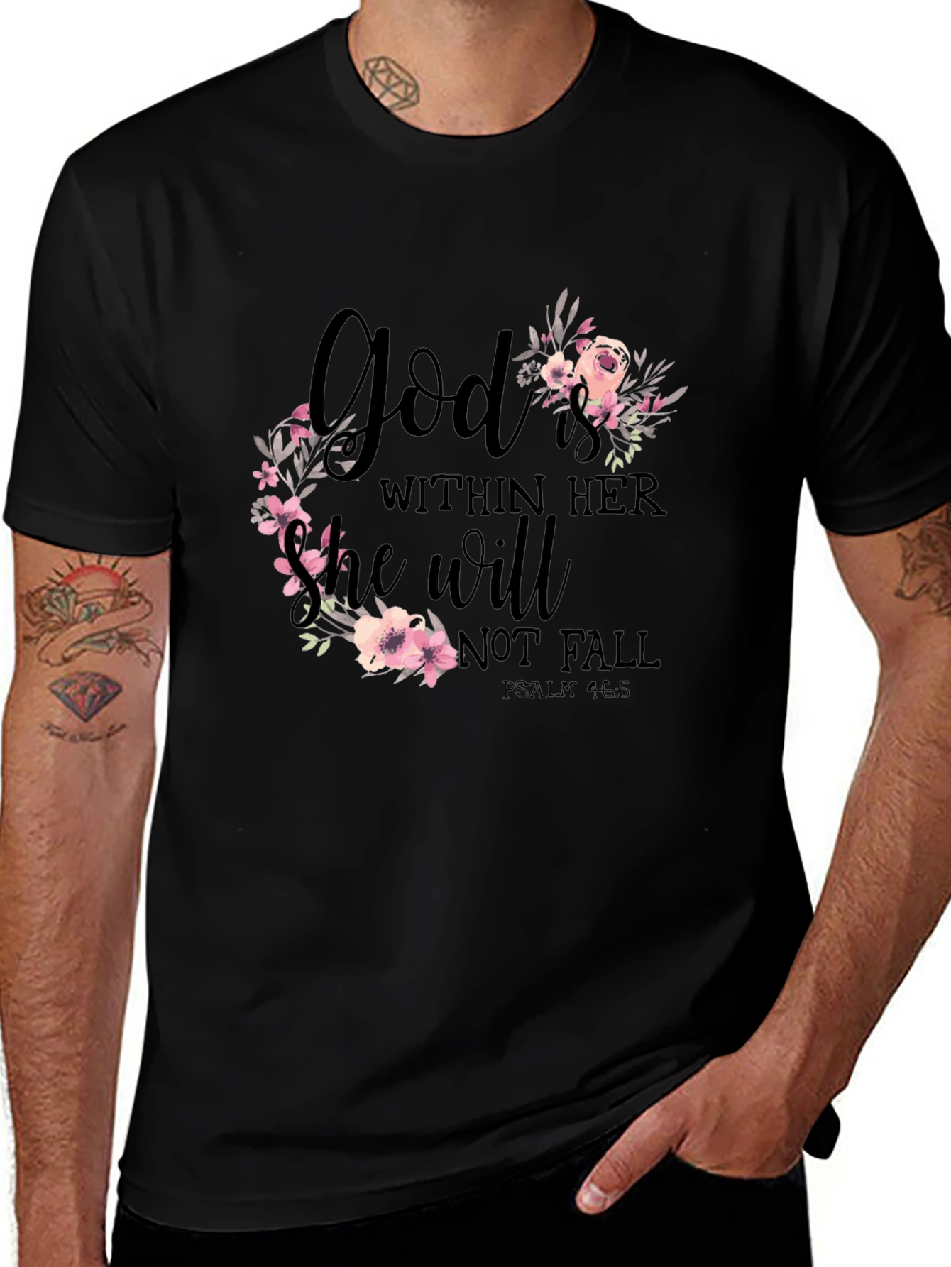 God Is Within Her Floral T-Shirt