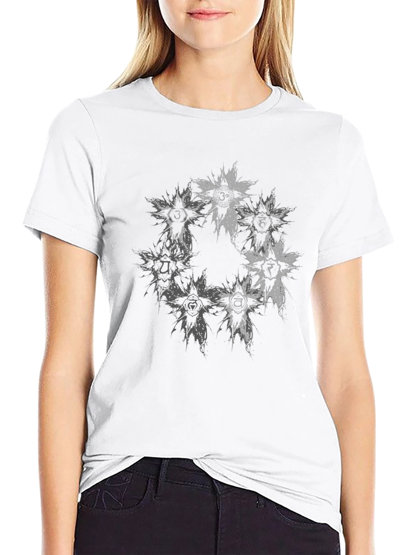 Chakra Symbol Graphic Print Crew Neck T-Shirt