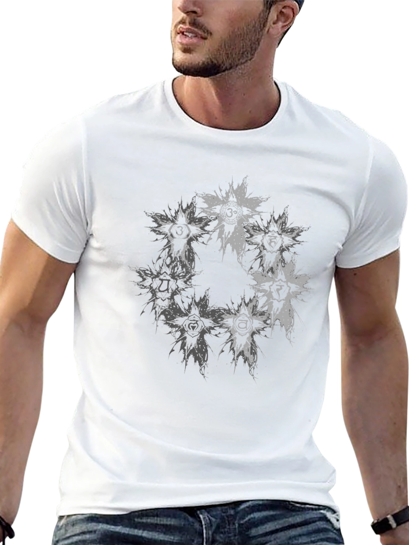 Chakra Symbol Graphic Print Crew Neck T-Shirt
