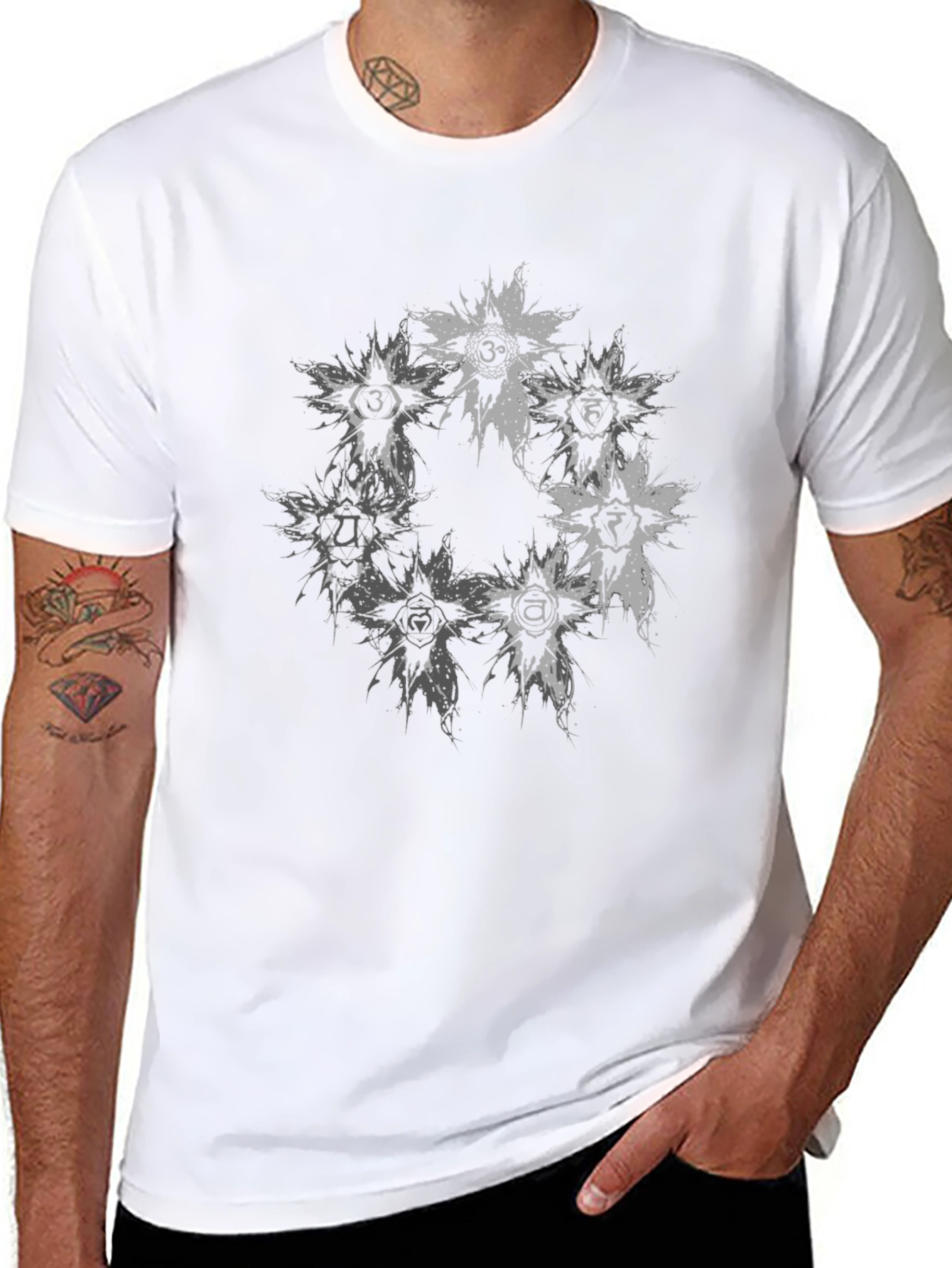 Chakra Symbol Graphic Print Crew Neck T-Shirt