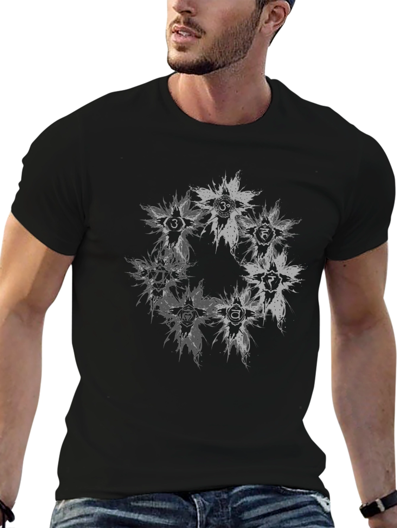 Chakra Symbol Graphic Print Crew Neck T-Shirt