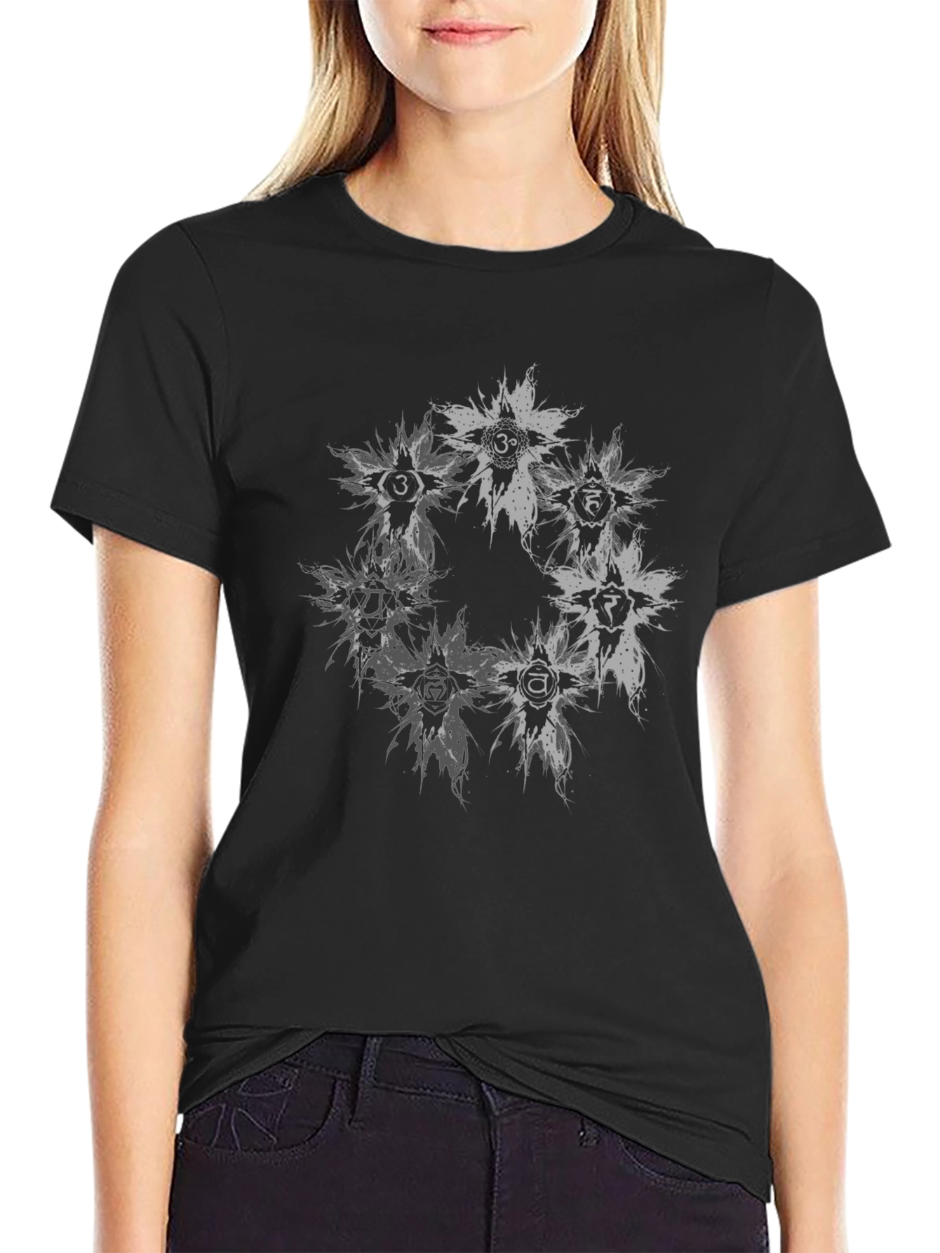 Chakra Symbol Graphic Print Crew Neck T-Shirt