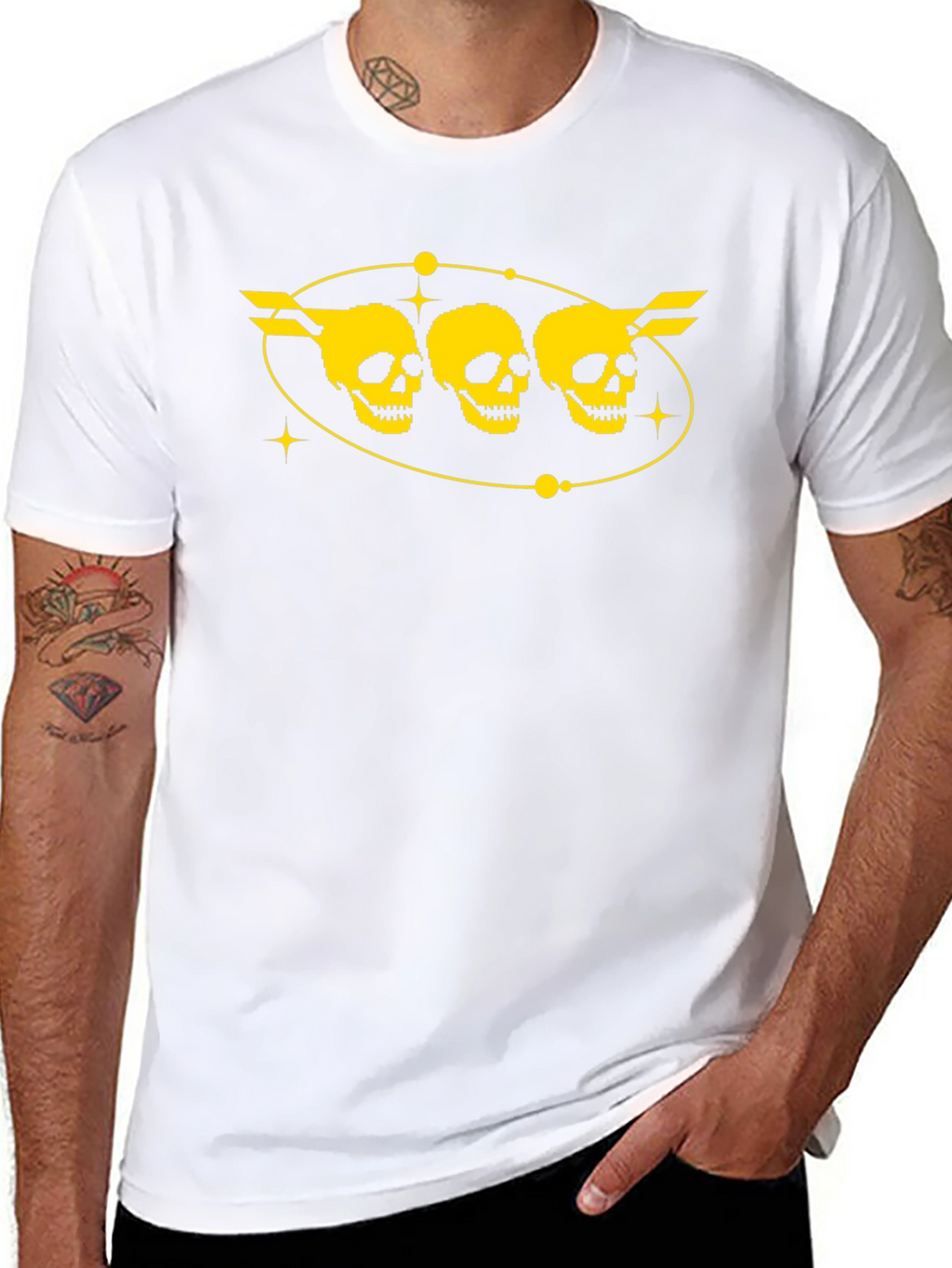 Skull Trio Graphic T-Shirt - Black