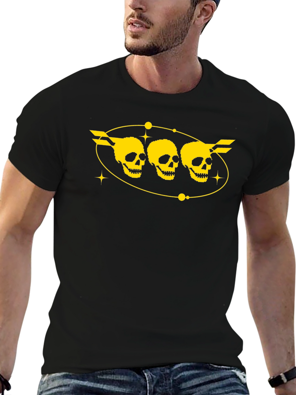 Skull Trio Graphic T-Shirt - Black