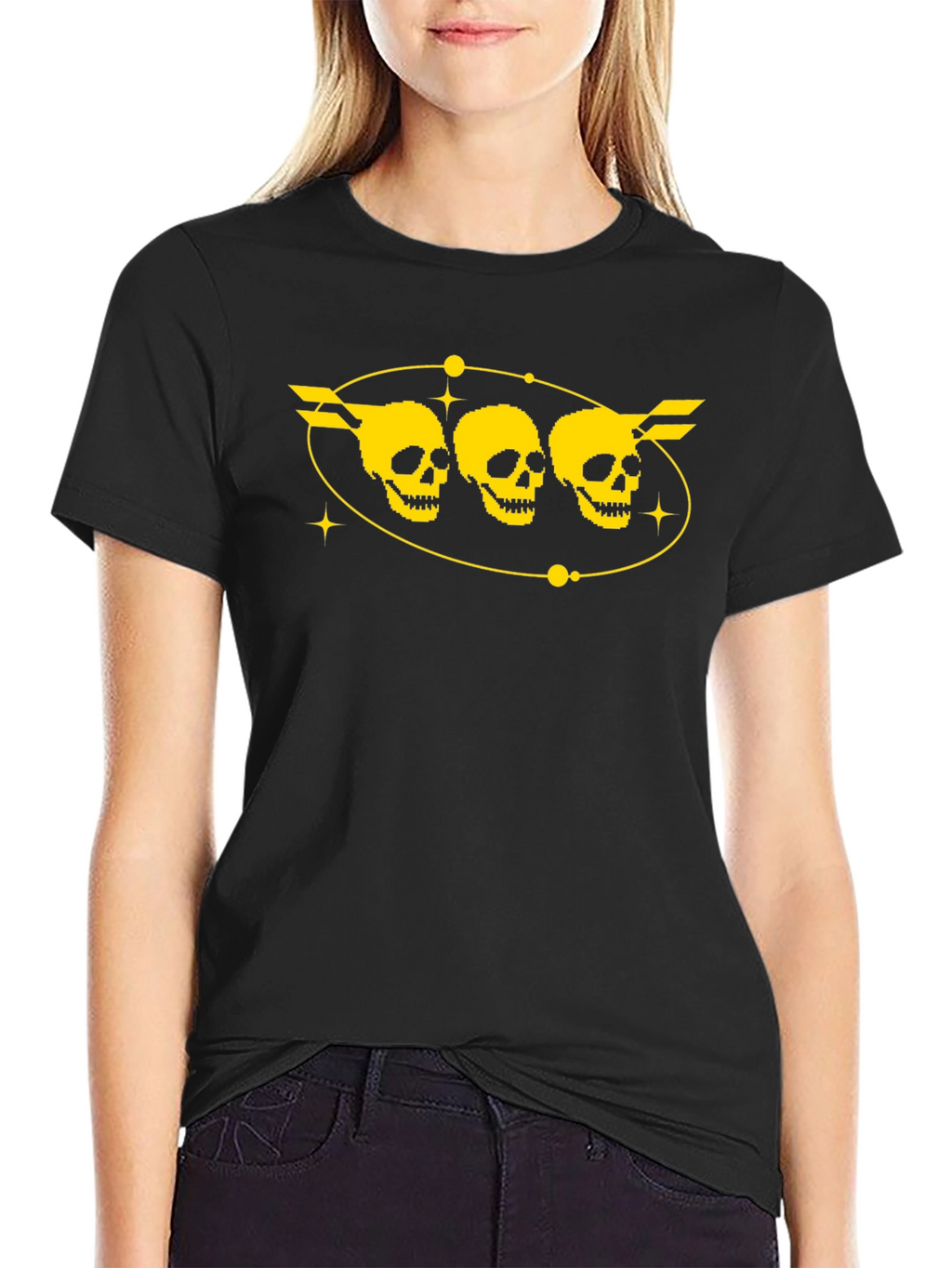 Skull Trio Graphic T-Shirt - Black