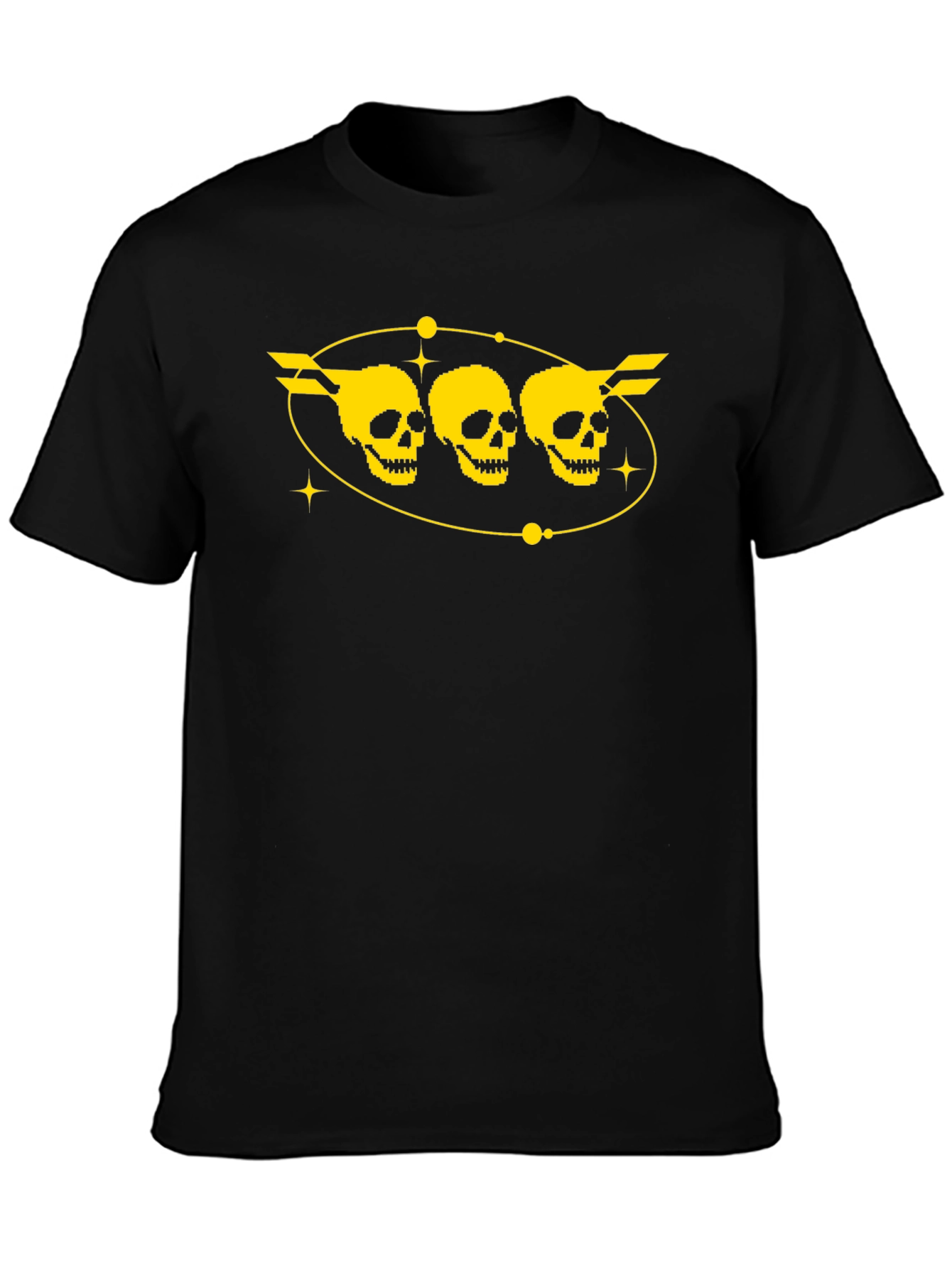 Skull Trio Graphic T-Shirt - Black