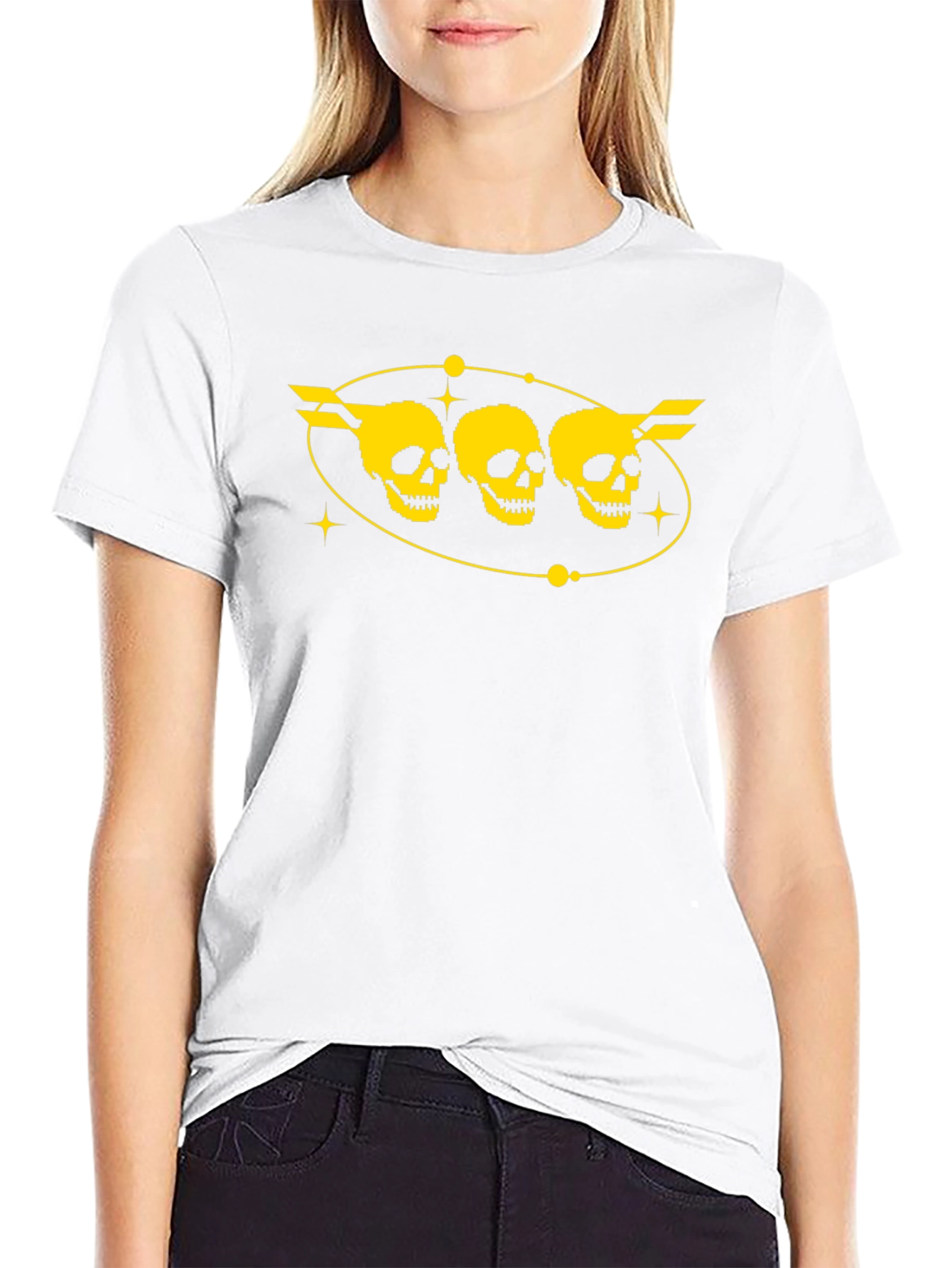 Skull Trio Graphic T-Shirt - Black