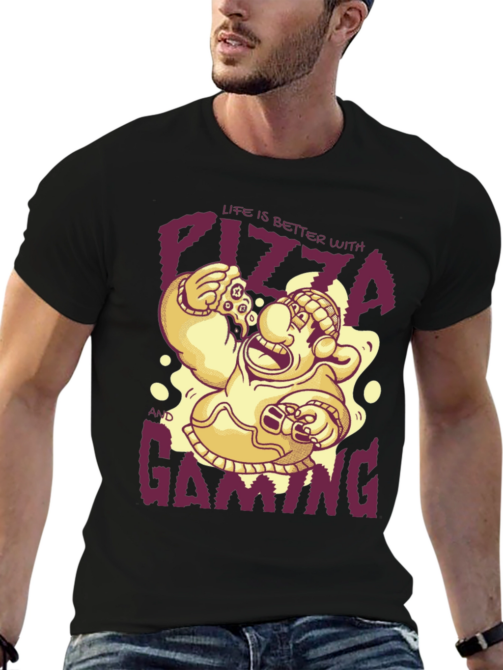 Pizza & Gaming T-Shirt: Funny Gamer Tee