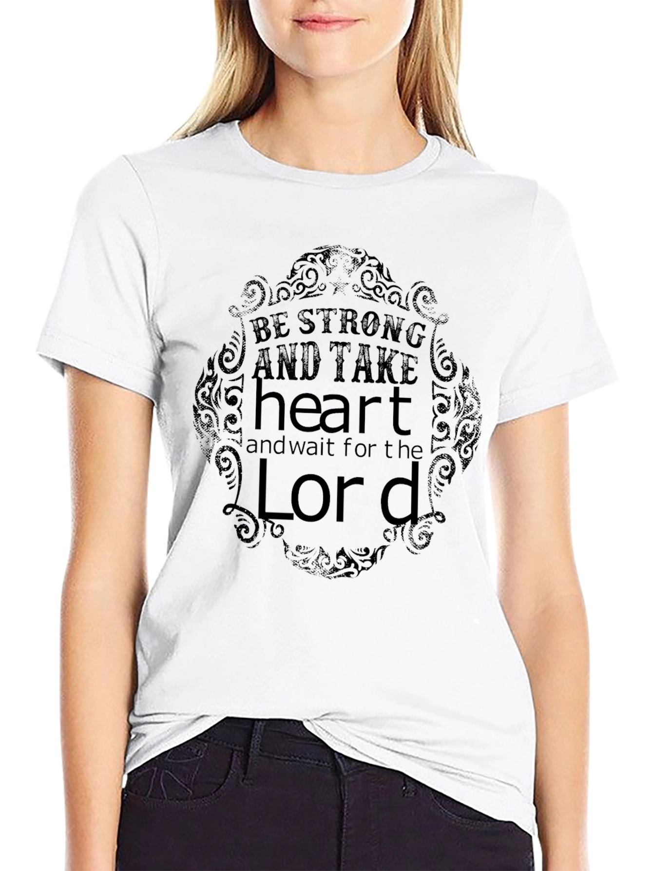 Be Strong and Take Heart Black Graphic Tee