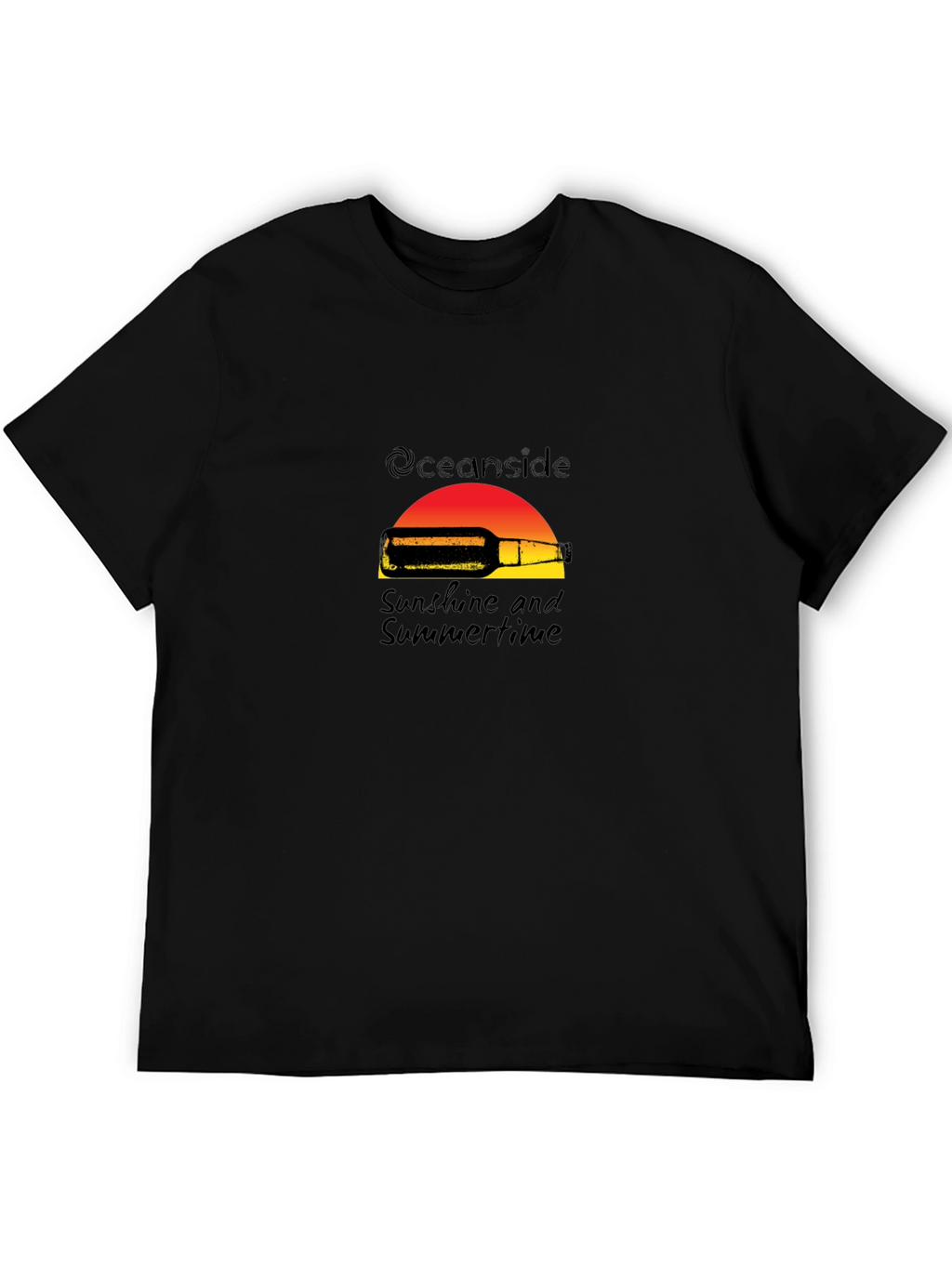 Oceanside Sunshine & Summertime Black T-Shirt