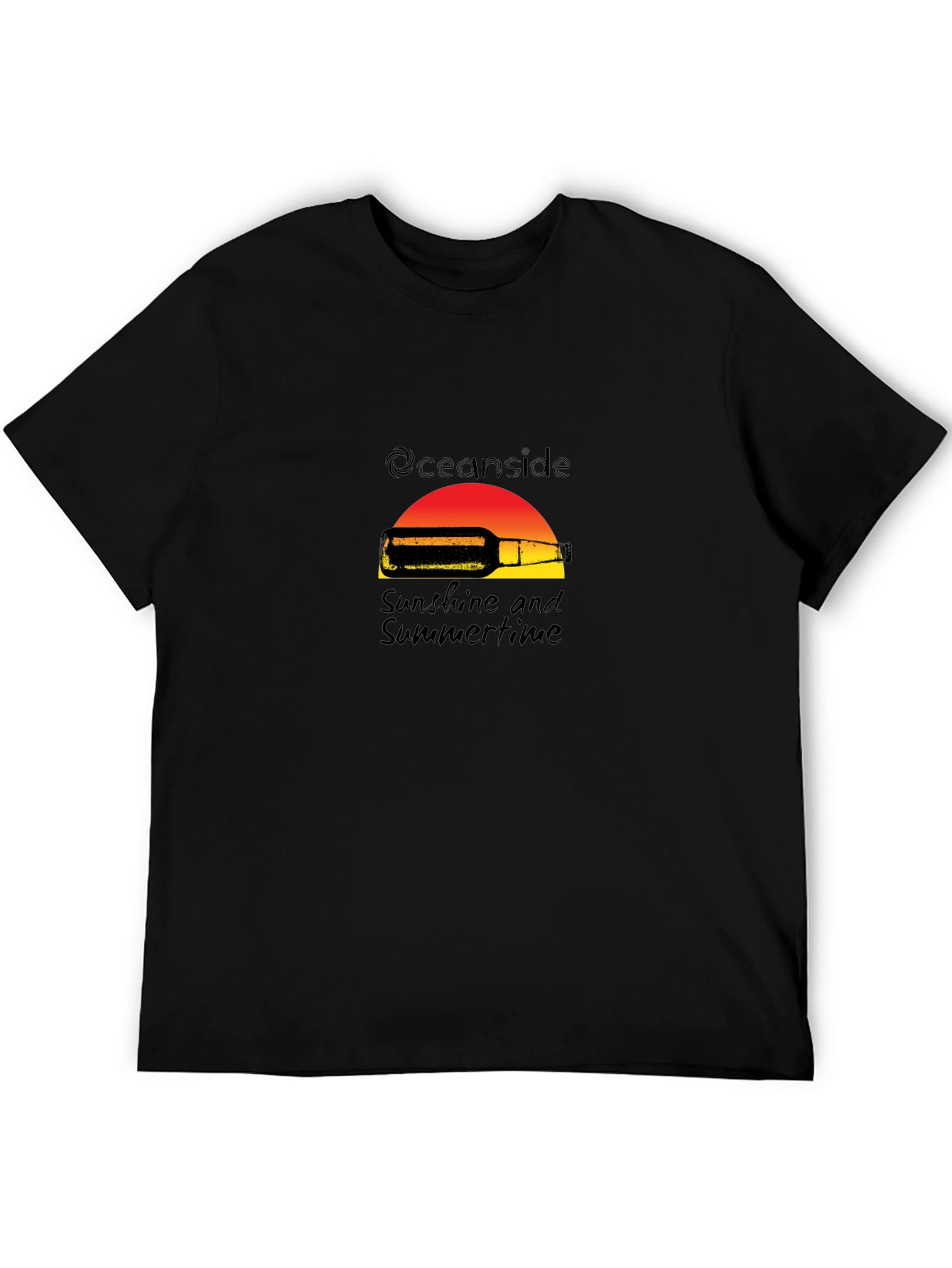 Oceanside Sunshine & Summertime Black T-Shirt