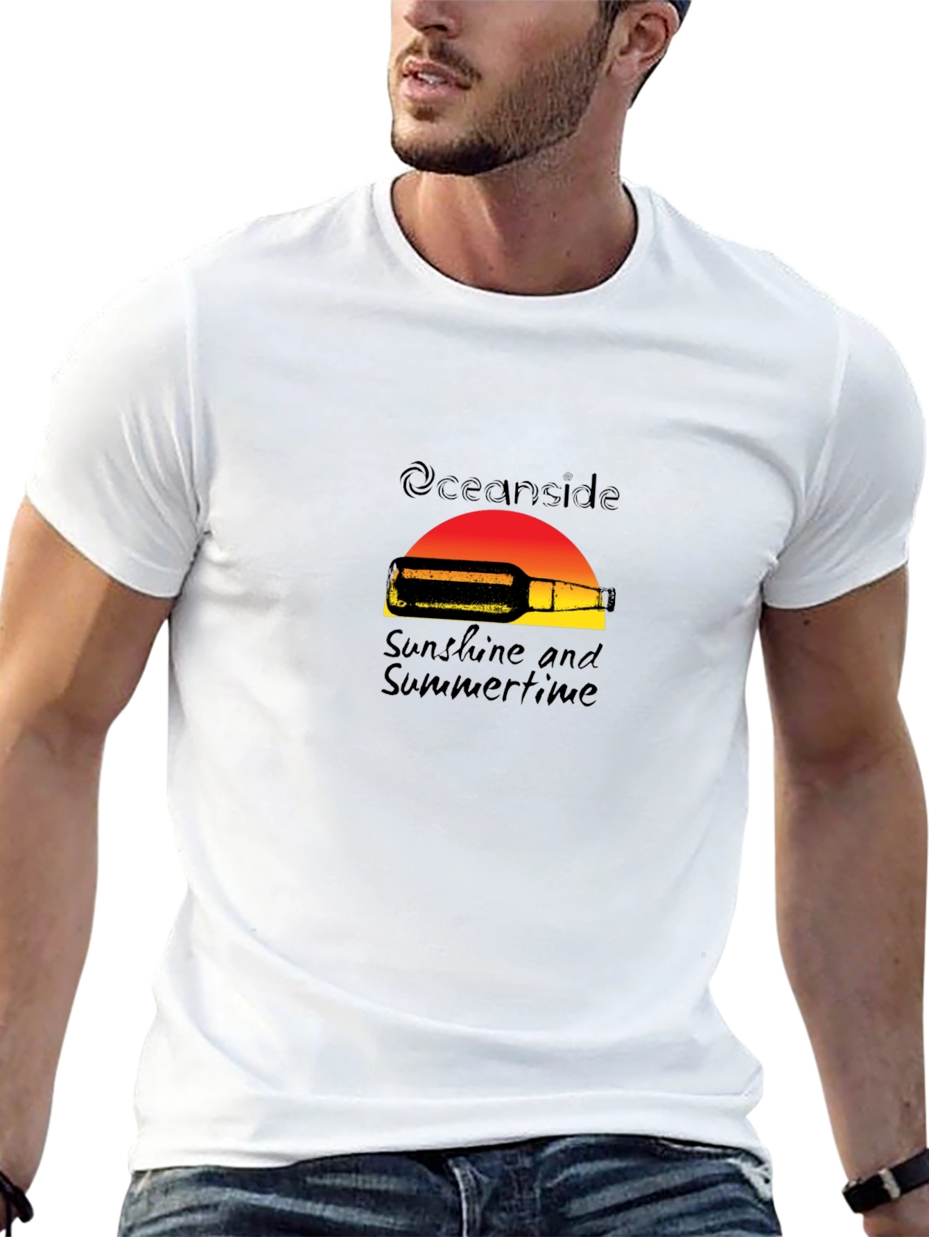 Oceanside Sunshine & Summertime Black T-Shirt