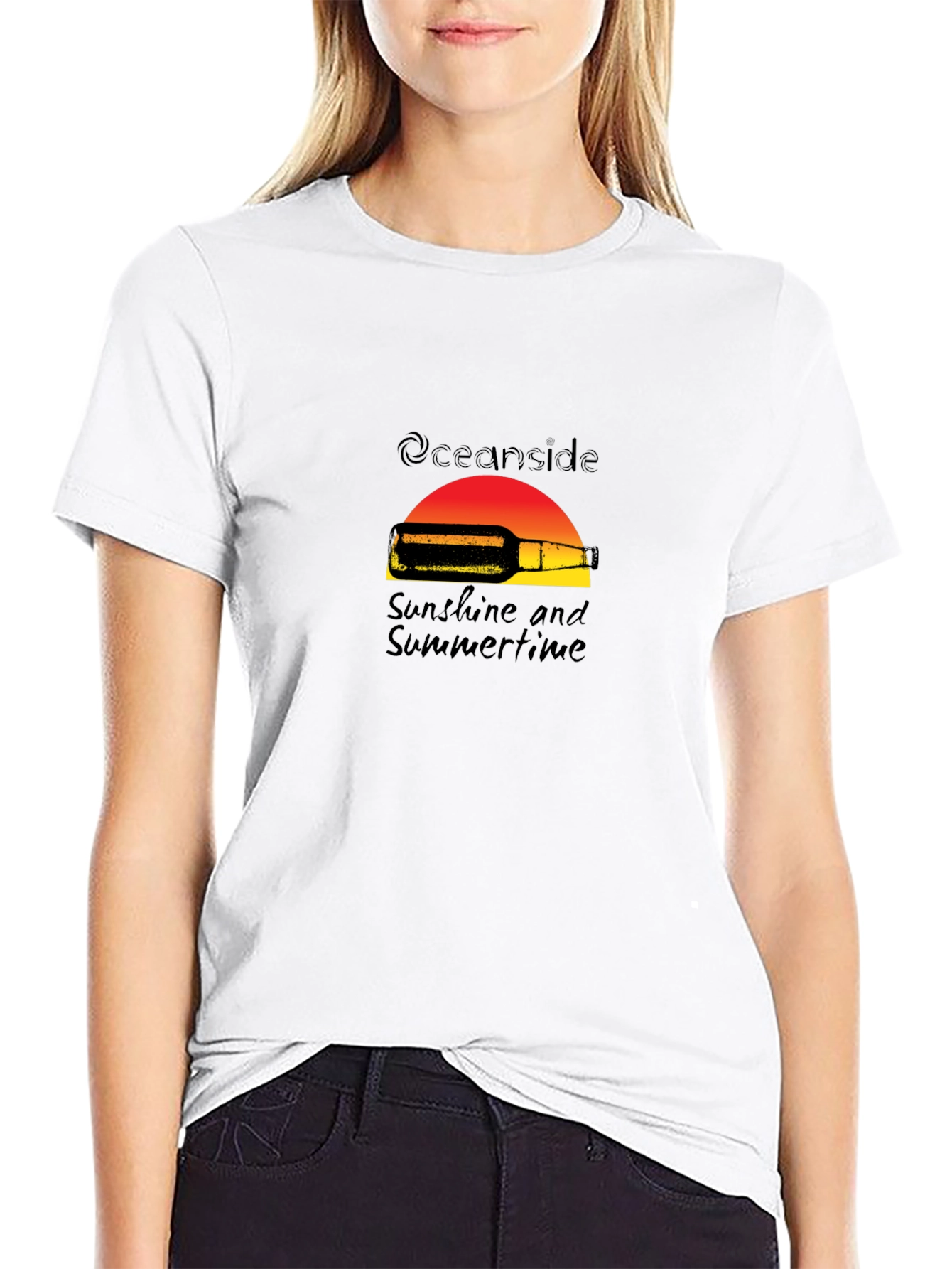 Oceanside Sunshine & Summertime Black T-Shirt