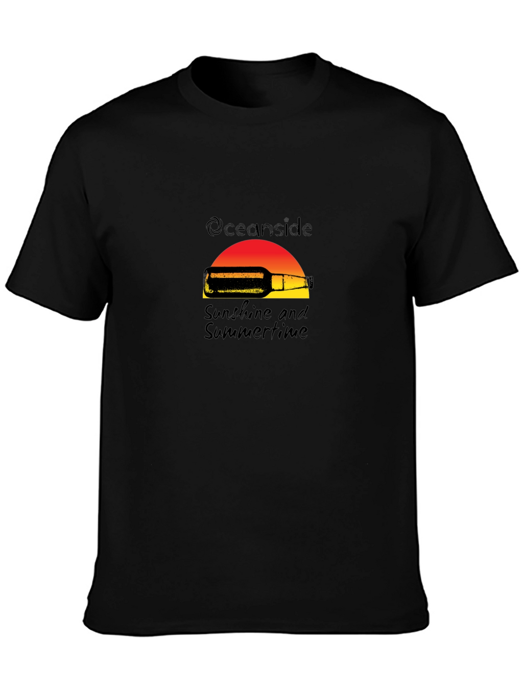 Oceanside Sunshine & Summertime Black T-Shirt