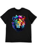 Vibrant Lion Graphic Black T-Shirt