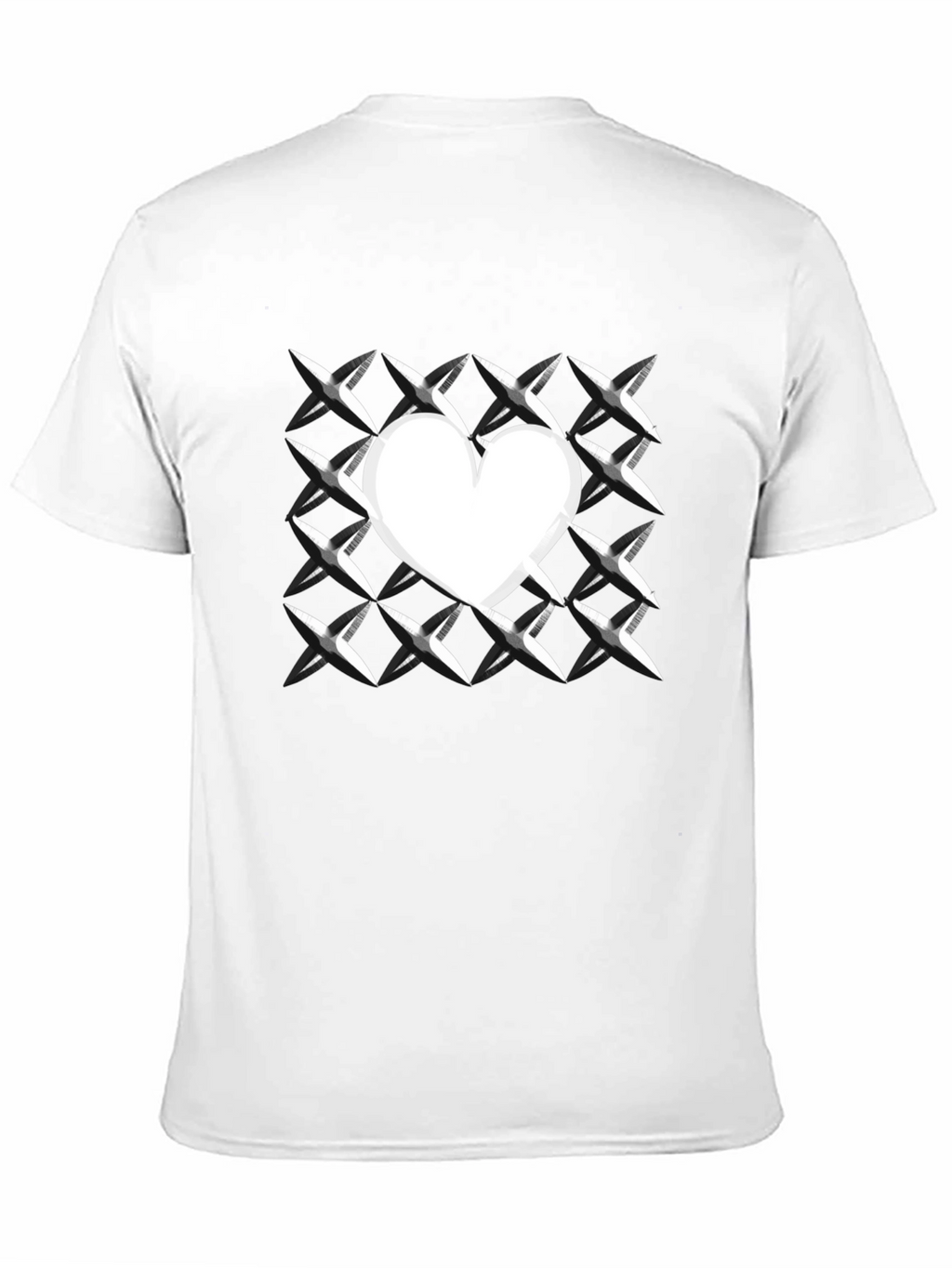 Heart Grid Graphic Tee - Modern Casual T-Shirt