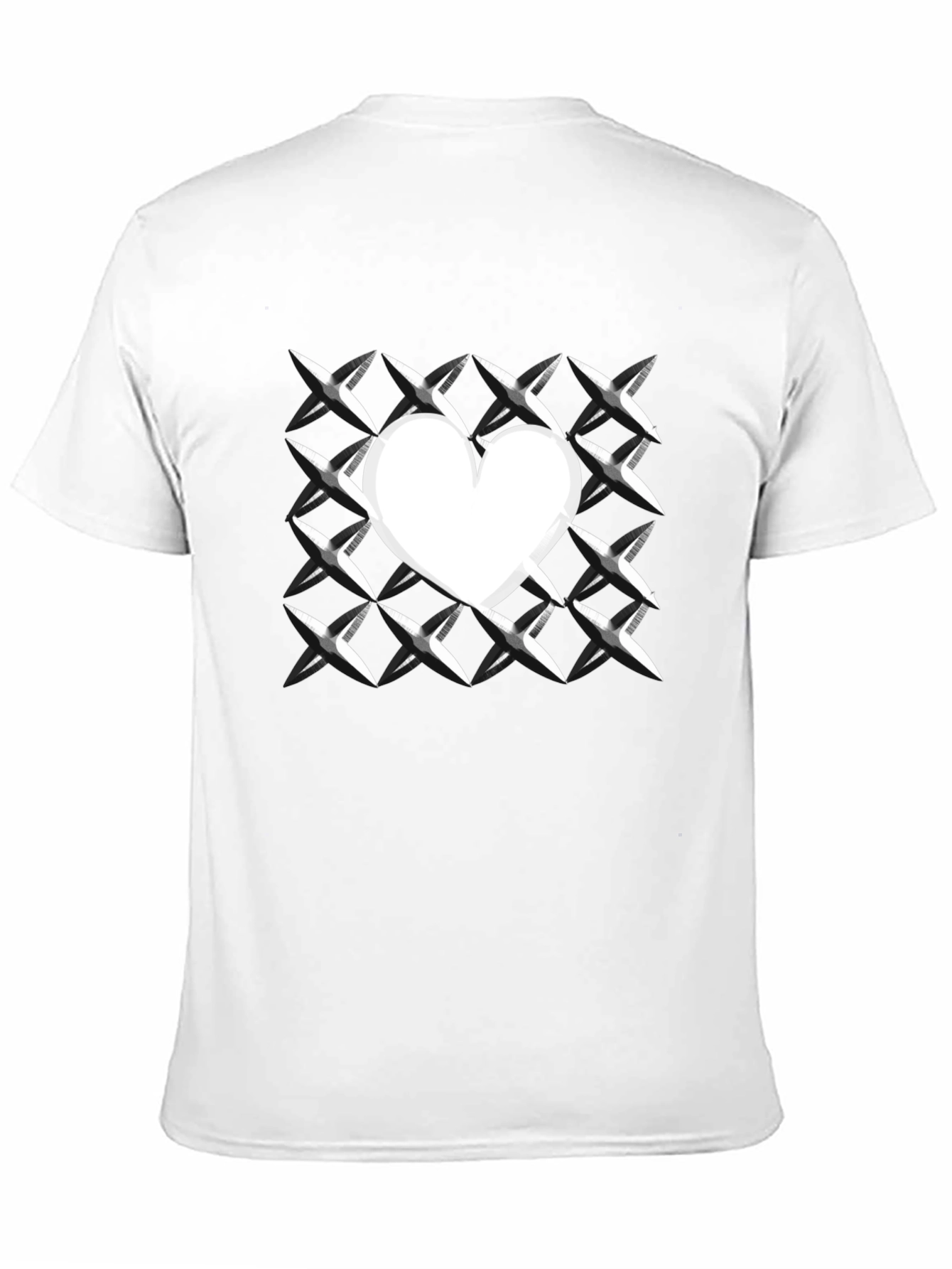 Heart Grid Graphic Tee - Modern Casual T-Shirt