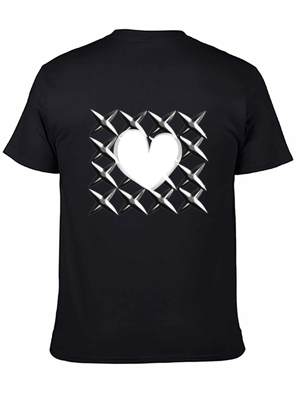 Heart Grid Graphic Tee - Modern Casual T-Shirt