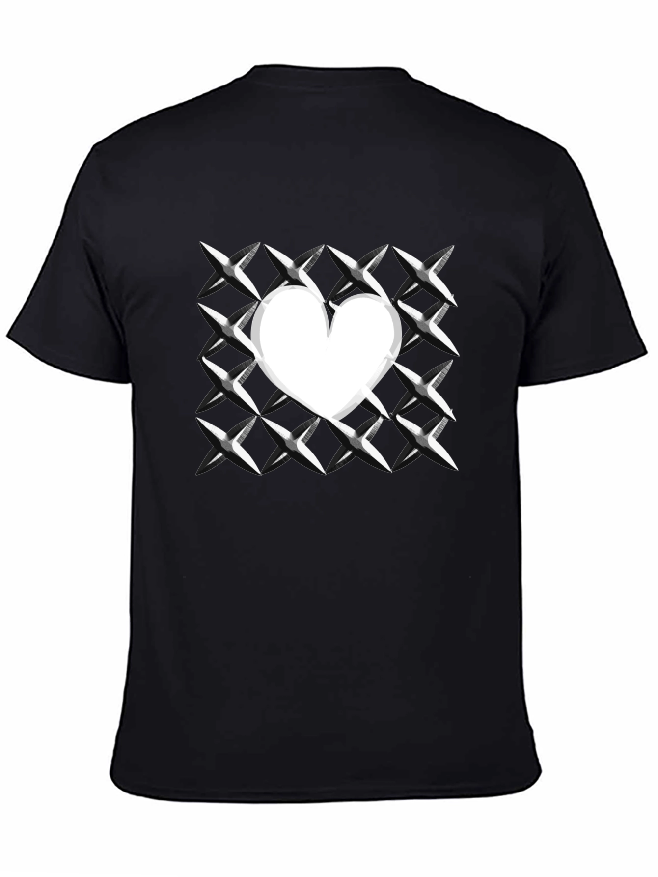 Heart Grid Graphic Tee - Modern Casual T-Shirt