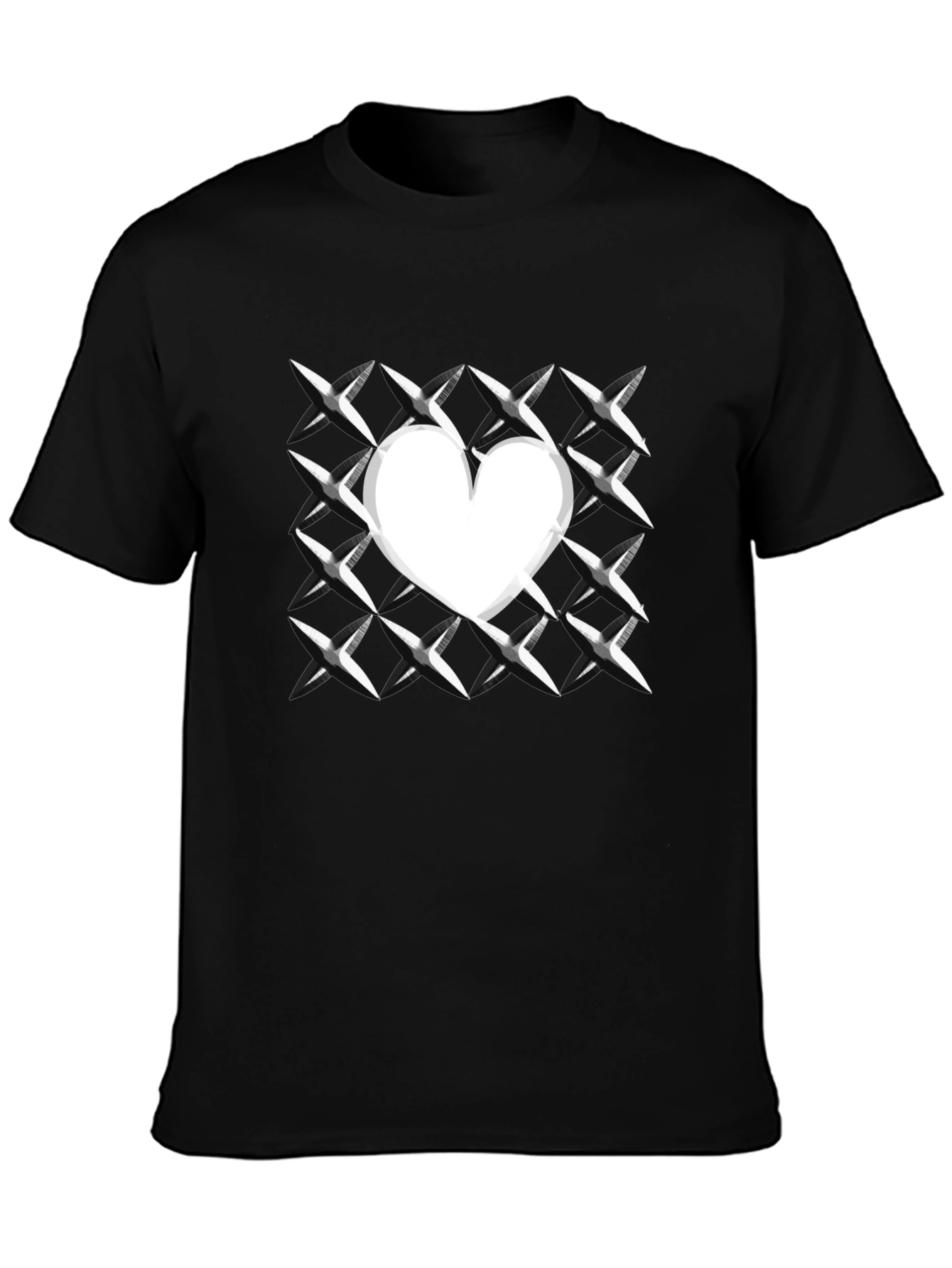 Heart Grid Graphic Tee - Modern Casual T-Shirt