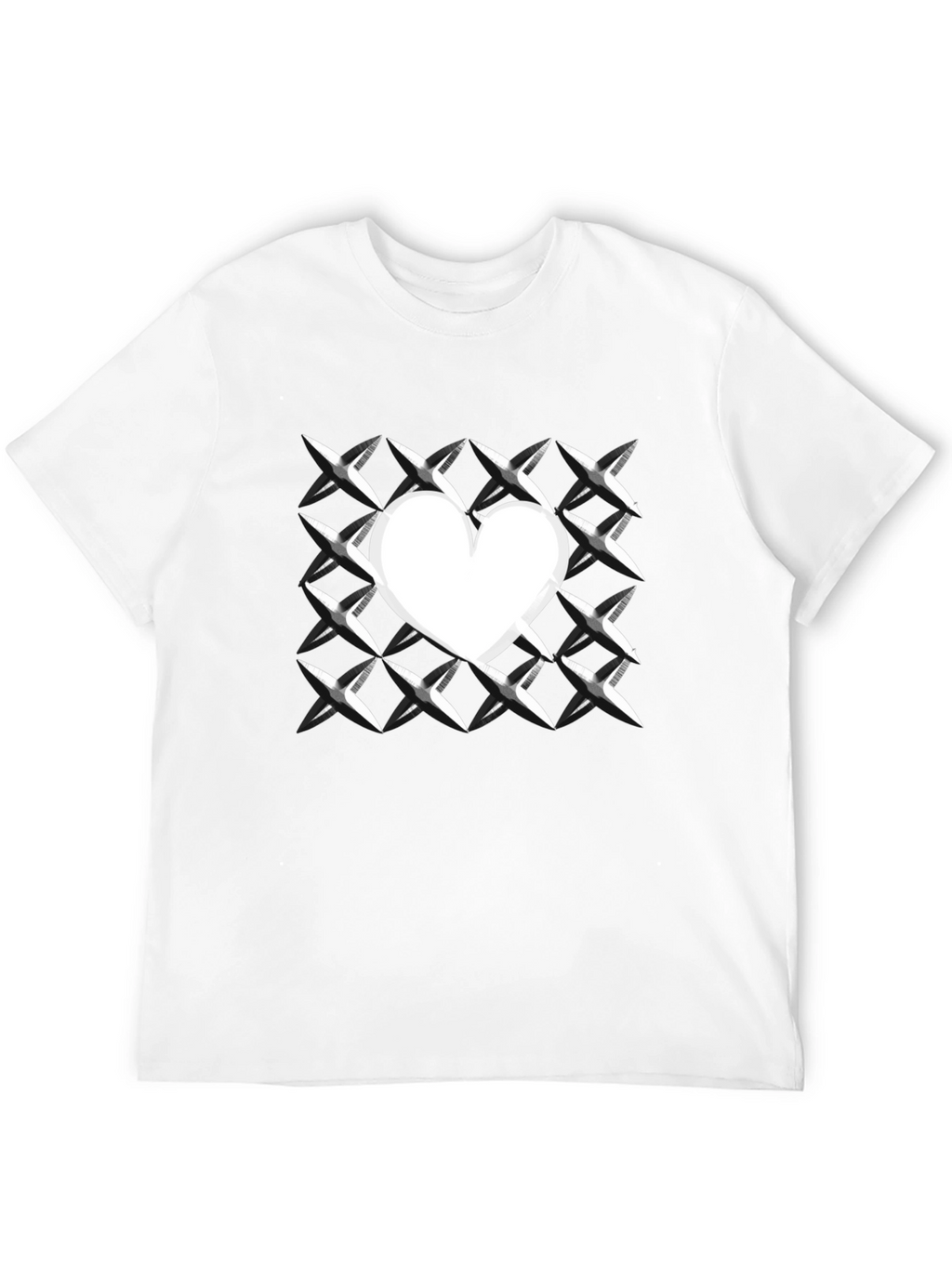 Heart Grid Graphic Tee - Modern Casual T-Shirt