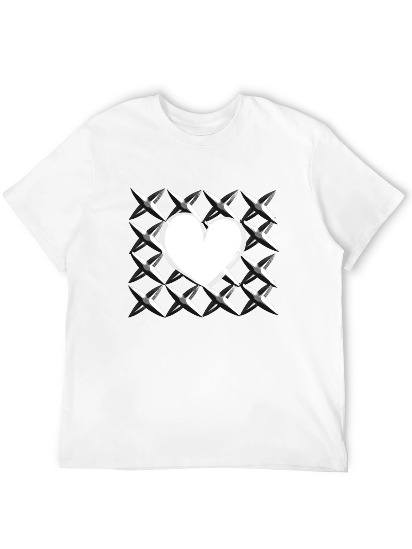 Heart Grid Graphic Tee - Modern Casual T-Shirt