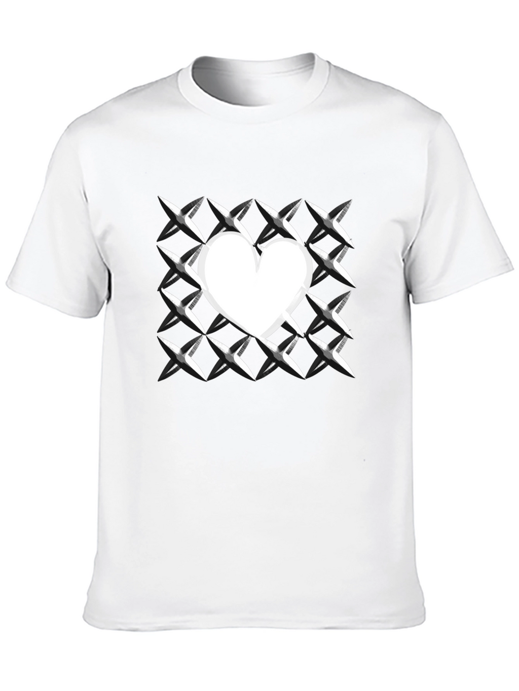 Heart Grid Graphic Tee - Modern Casual T-Shirt