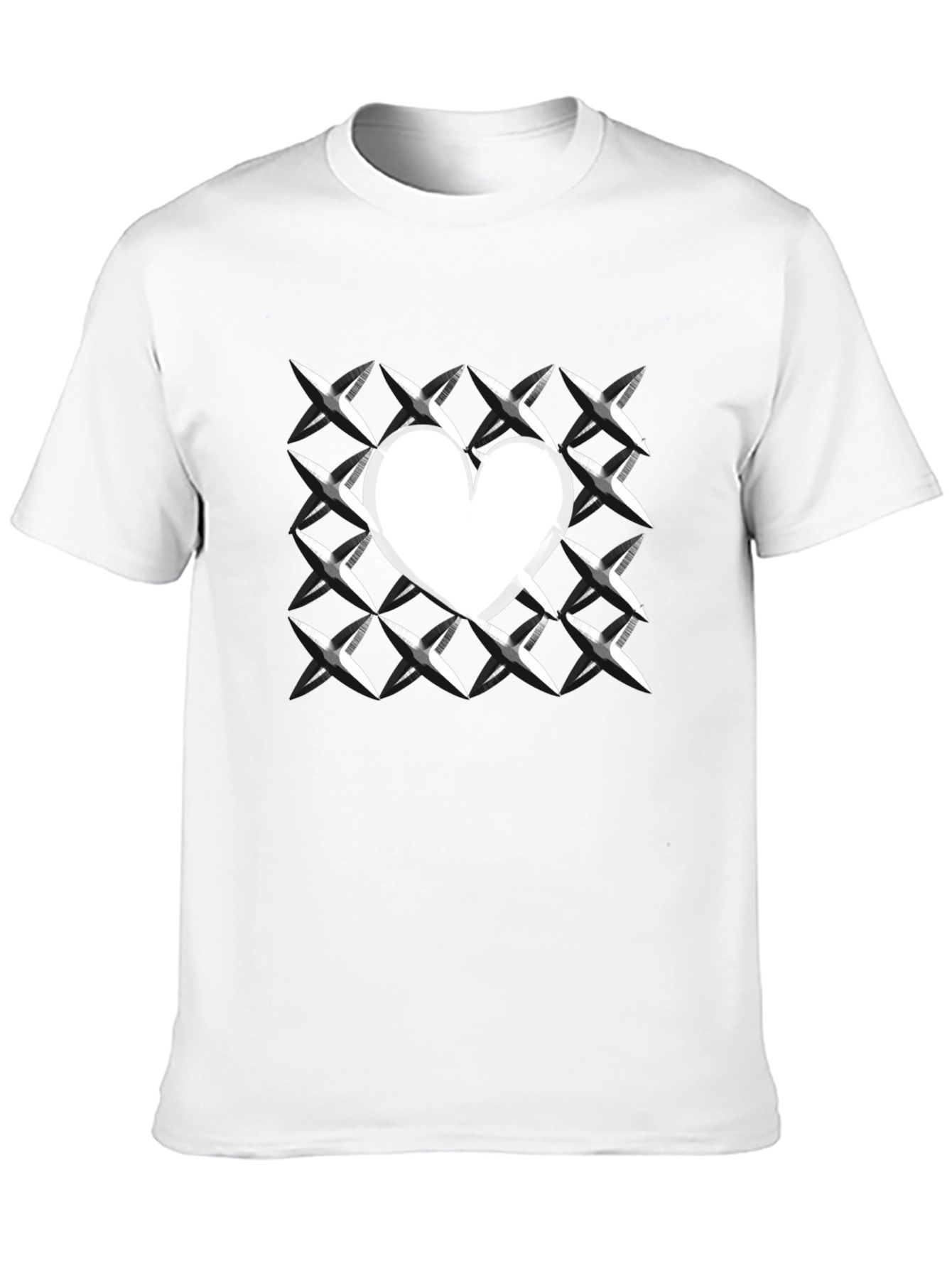 Heart Grid Graphic Tee - Modern Casual T-Shirt