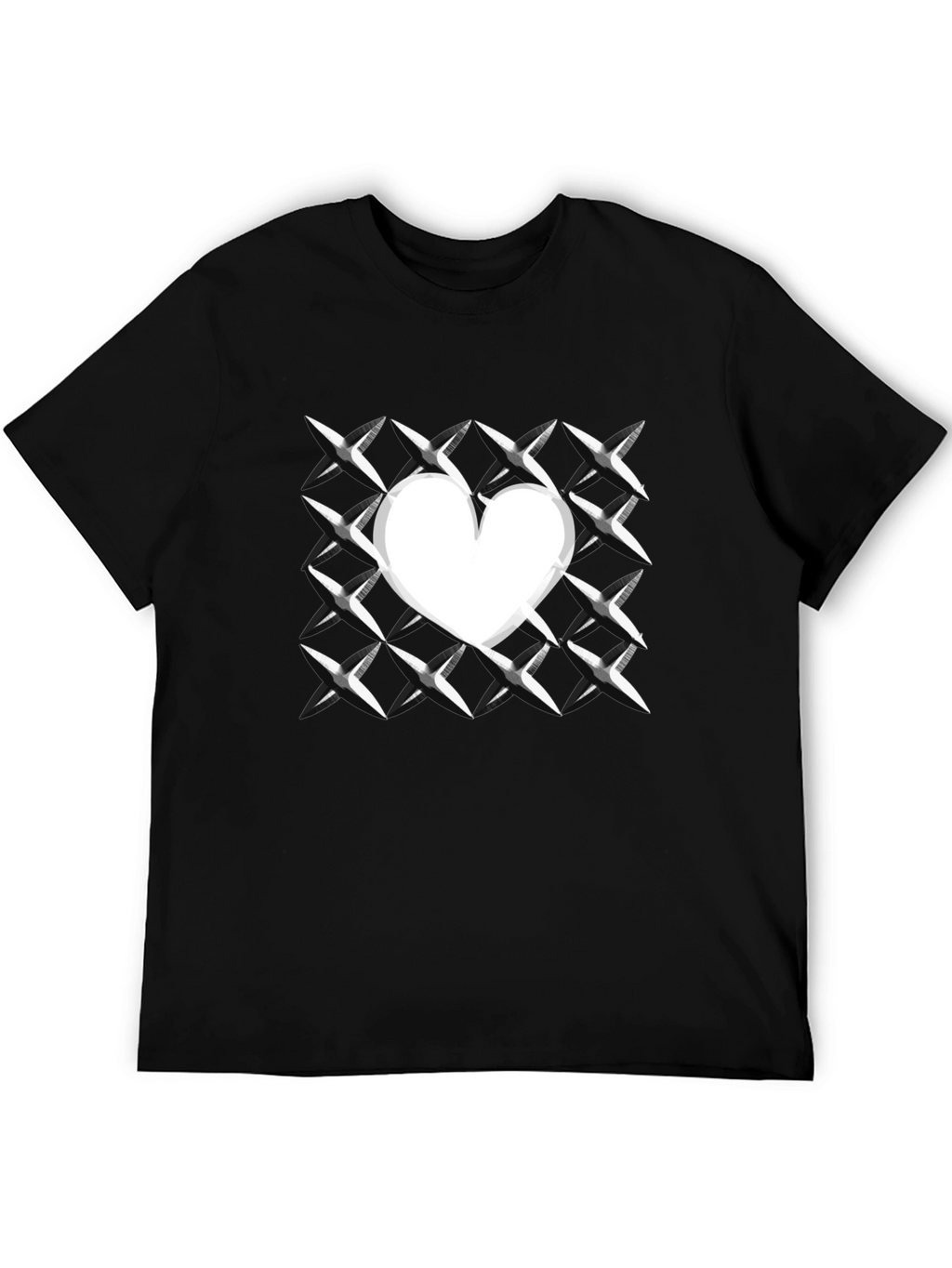 Heart Grid Graphic Tee - Modern Casual T-Shirt