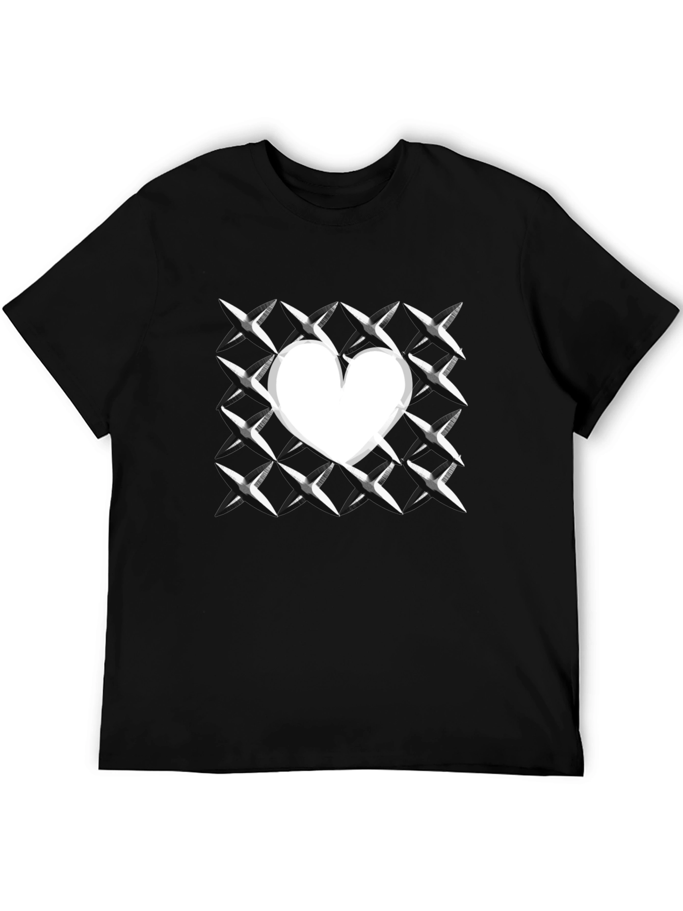 Heart Grid Graphic Tee - Modern Casual T-Shirt