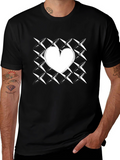 Heart Grid Graphic Tee - Modern Casual T-Shirt