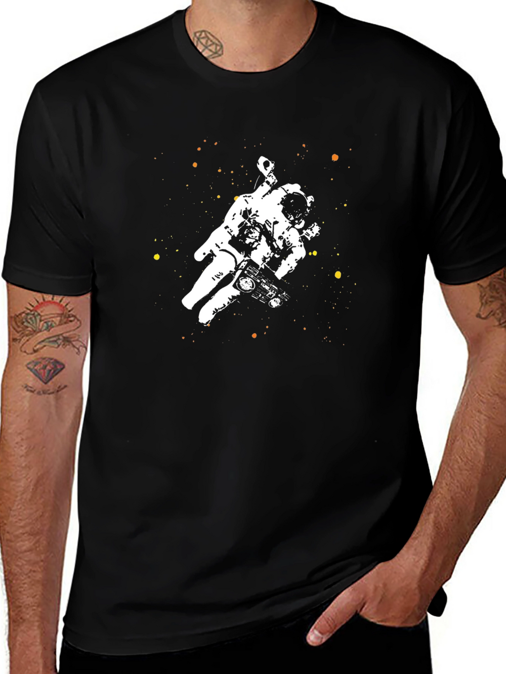Astronaut Space Camera Black Graphic Tee