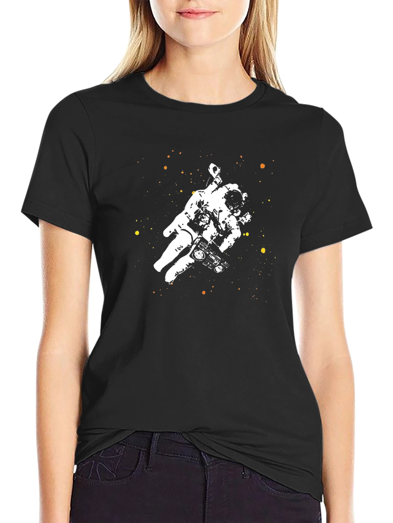 Astronaut Space Camera Black Graphic Tee