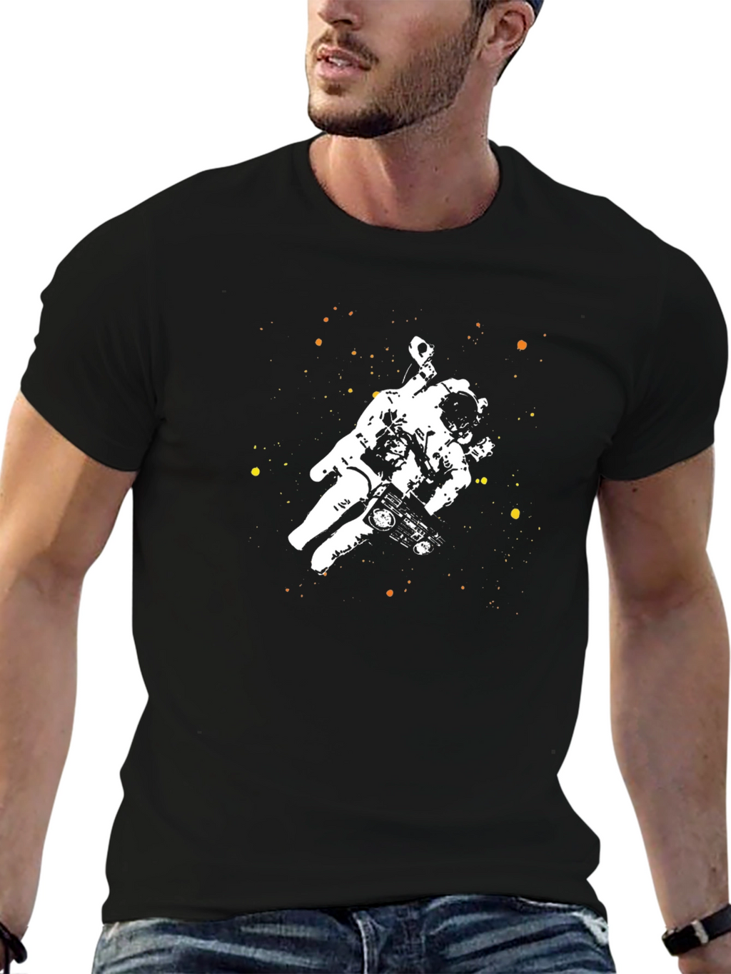 Astronaut Space Camera Black Graphic Tee