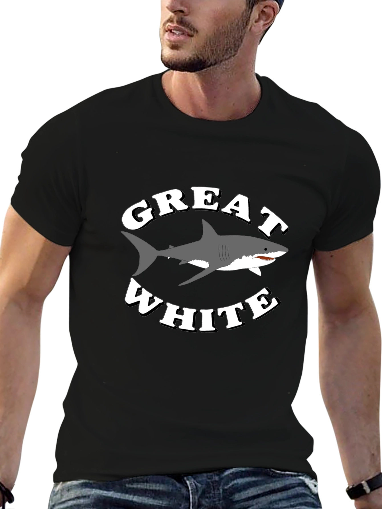 Great White Shark Graphic T-Shirt - Black