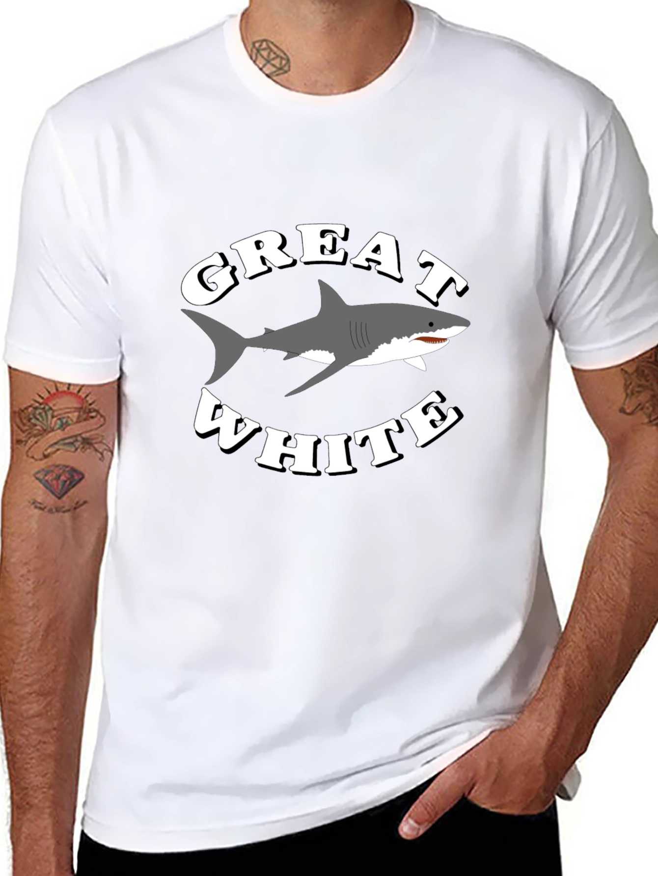 Great White Shark Graphic T-Shirt - Black