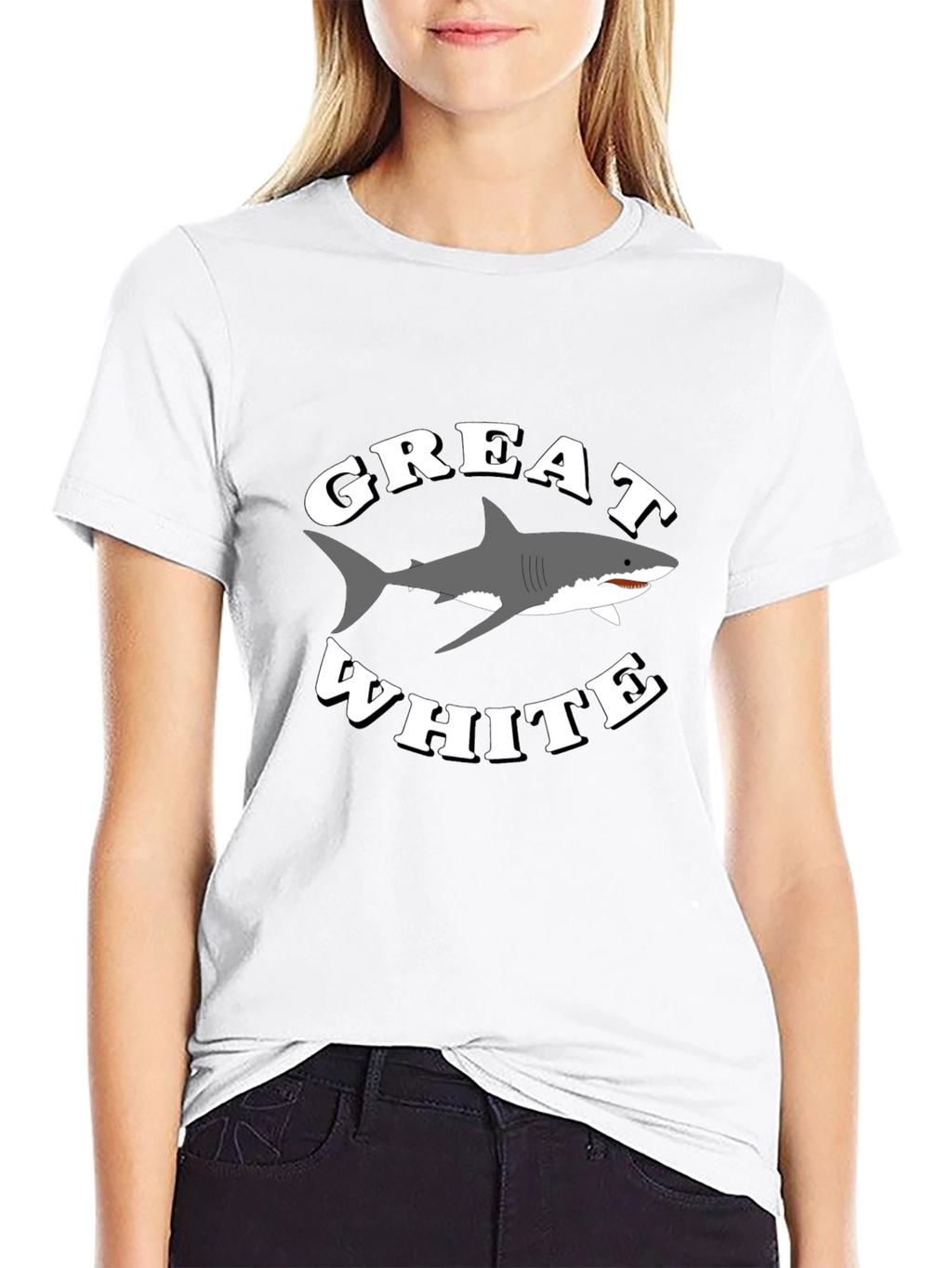 Great White Shark Graphic T-Shirt - Black