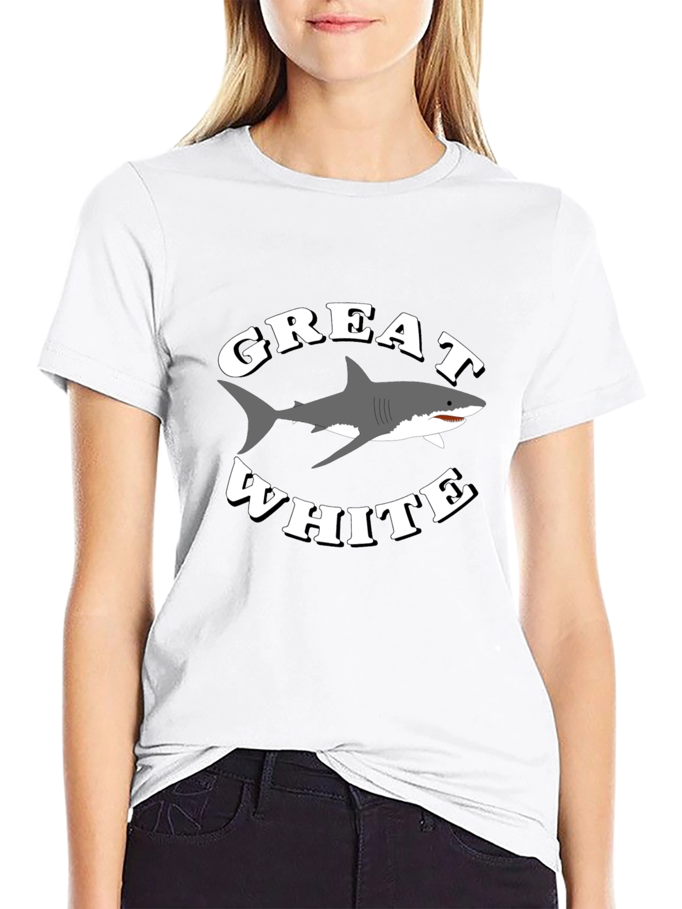 Great White Shark Graphic T-Shirt - Black