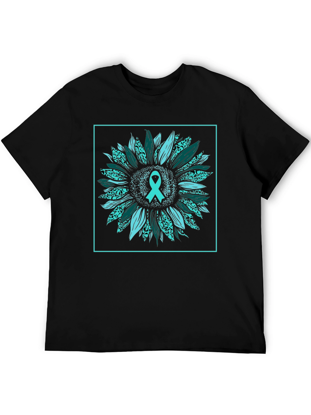 Teal Ribbon Sunflower Graphic Tee