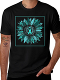 Teal Ribbon Sunflower Graphic Tee