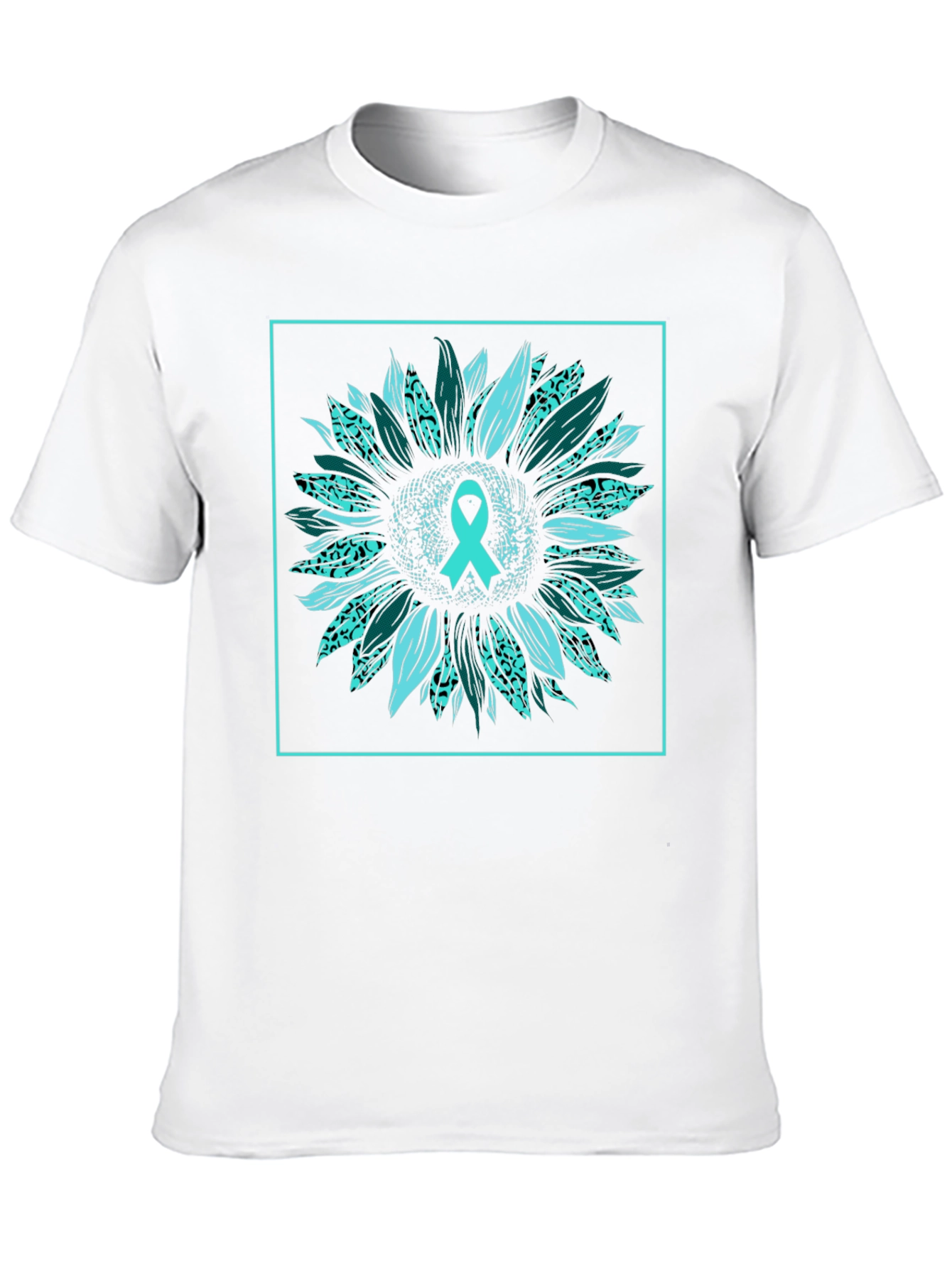 Teal Ribbon Sunflower Graphic Tee