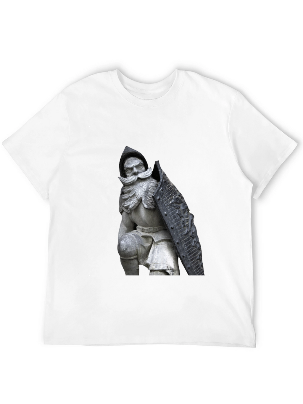 Black T-Shirt with Knight Statue Design