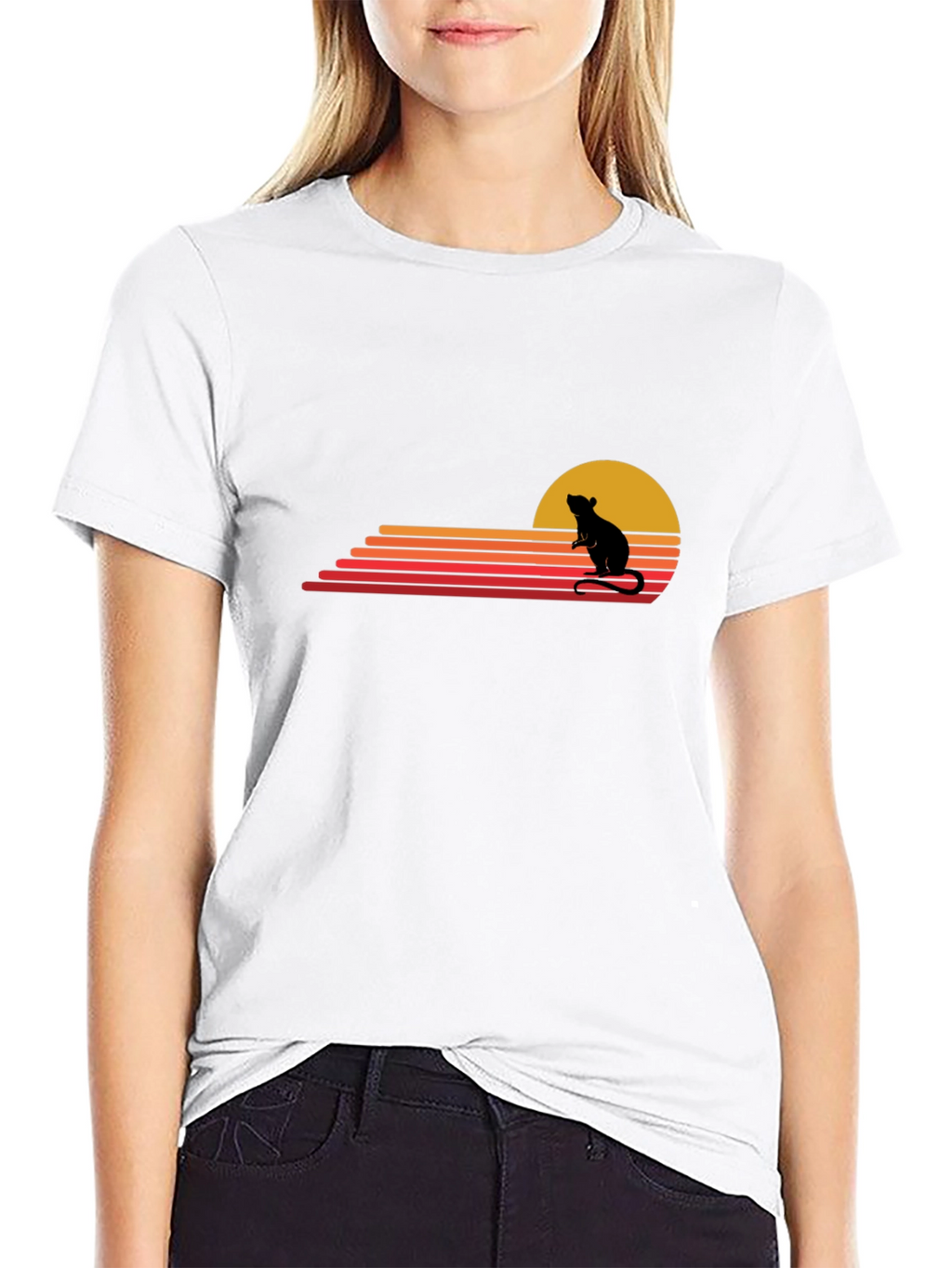Retro Rat Sunset Black T-Shirt
